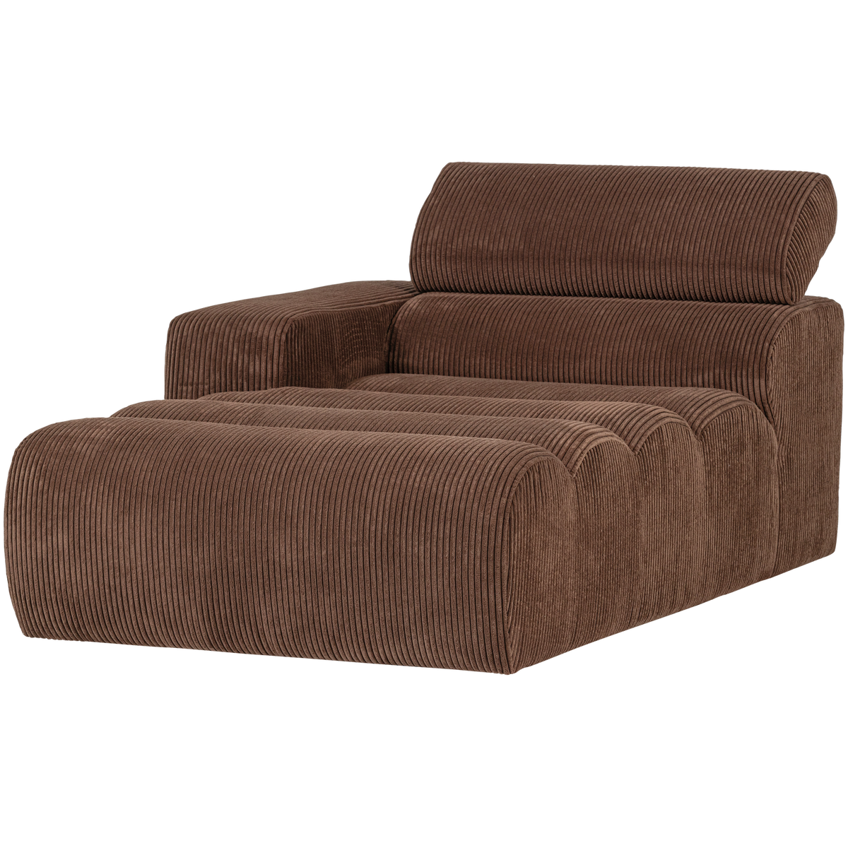Woood | Chaise longue Novi element arm links ribstof mokkabruin