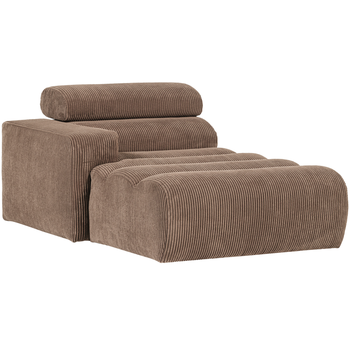 Woood | Chaise longue Novi element arm links ribstof taupe
