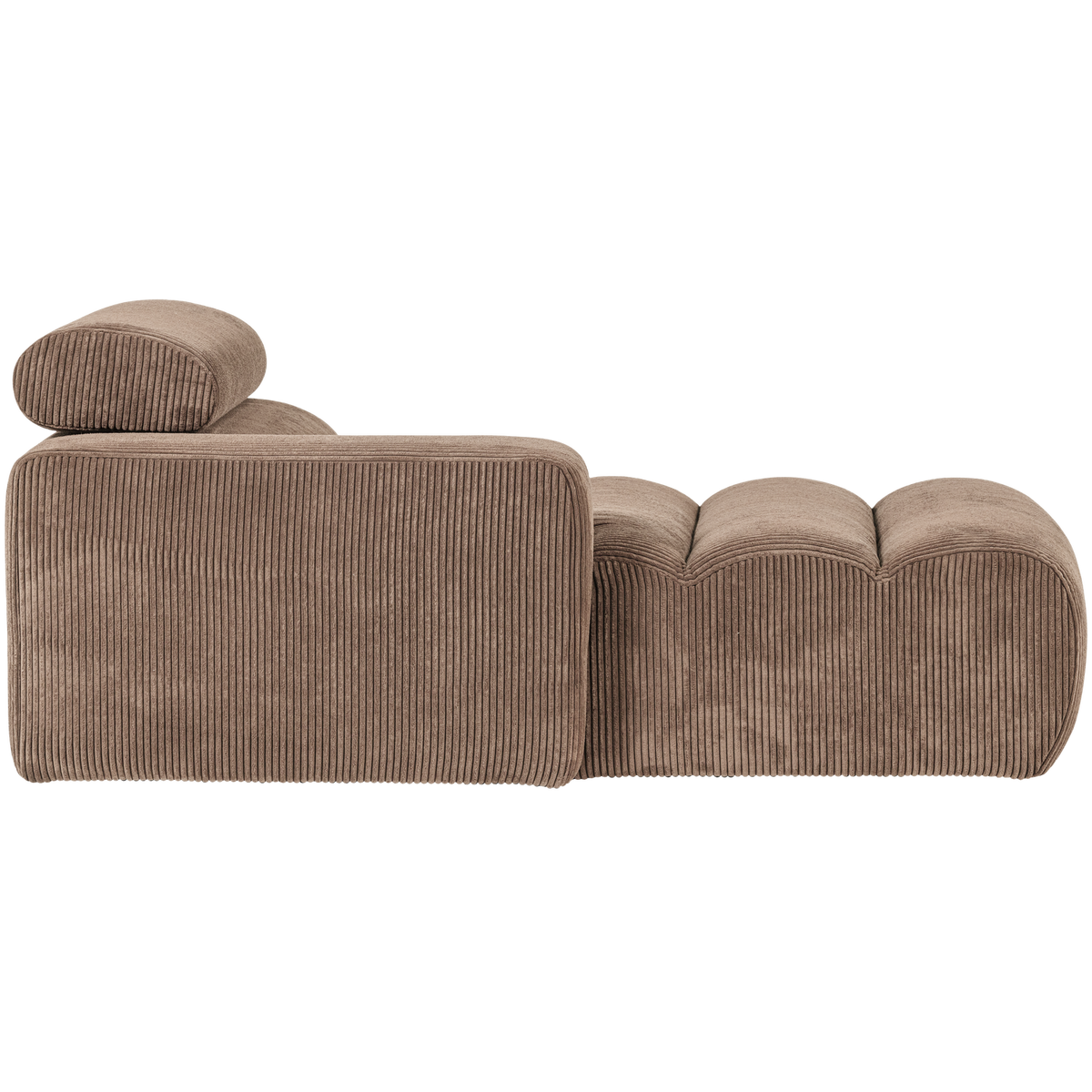 Woood | Chaise longue Novi element arm links ribstof taupe