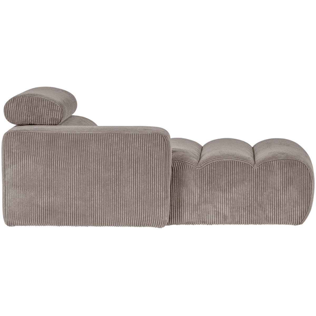 Woood | Chaise longue Novi element arm links ribstof zand