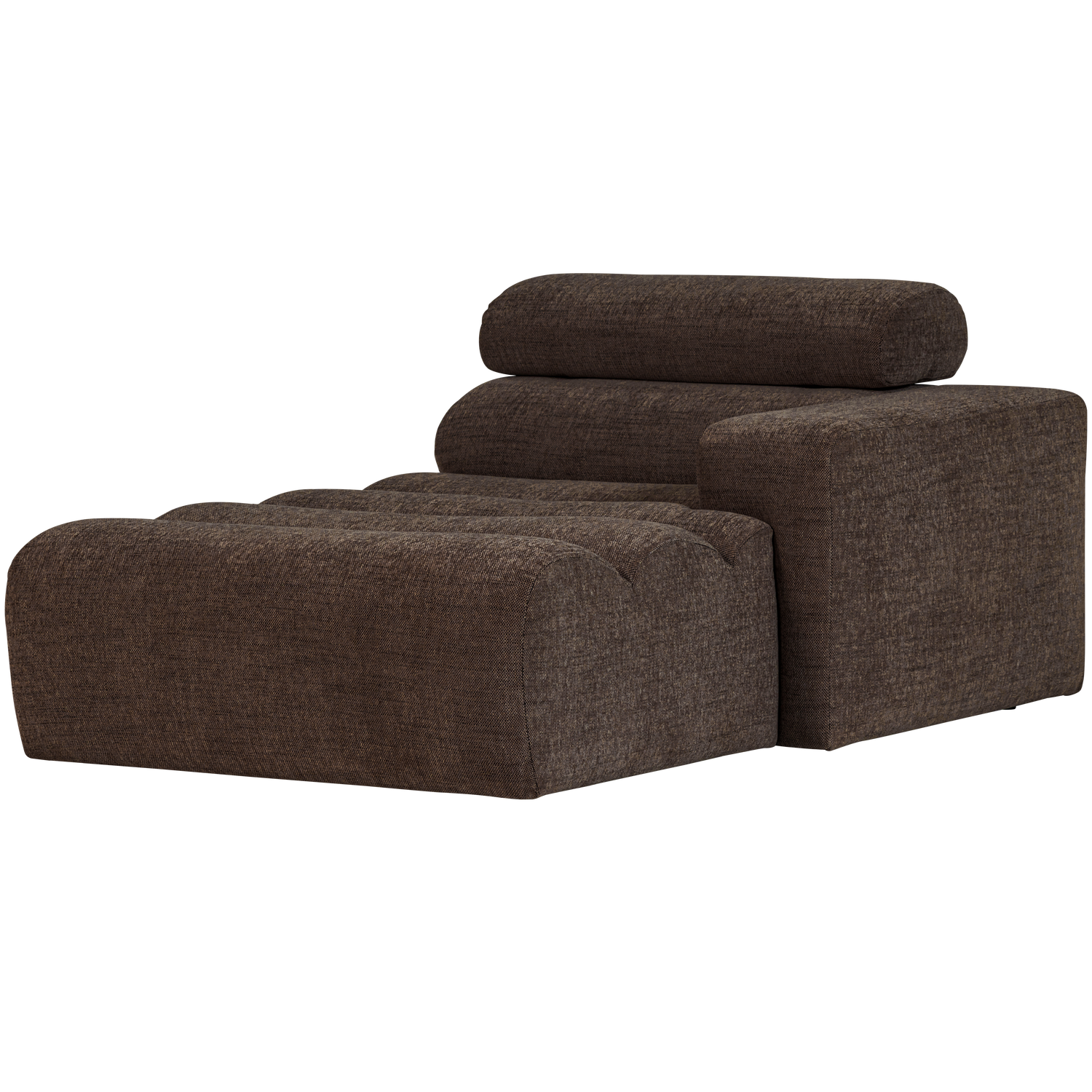 Woood | Chaise longue Novi element arm rechts donkerbruin melange
