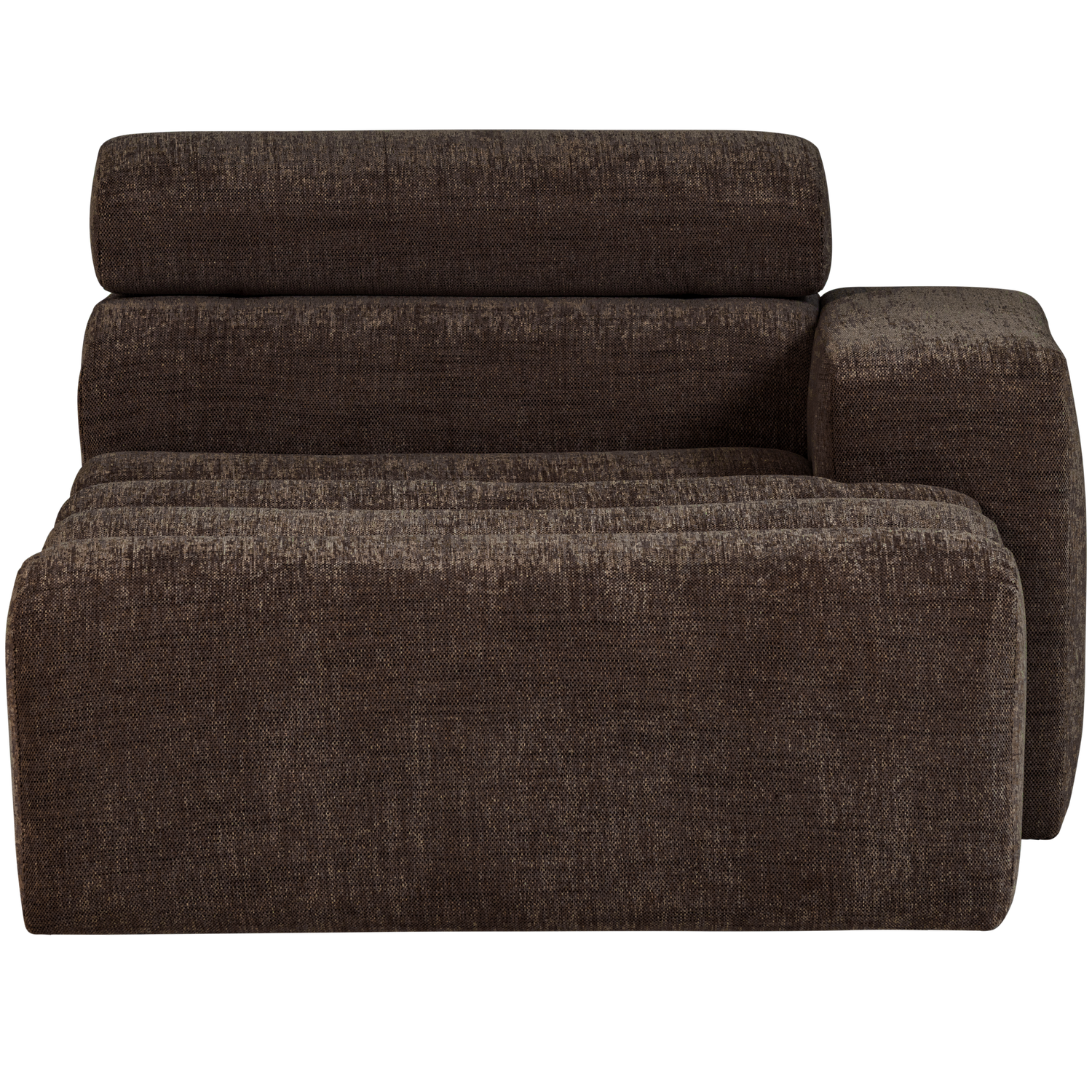 Woood | Chaise longue Novi element arm rechts donkerbruin melange