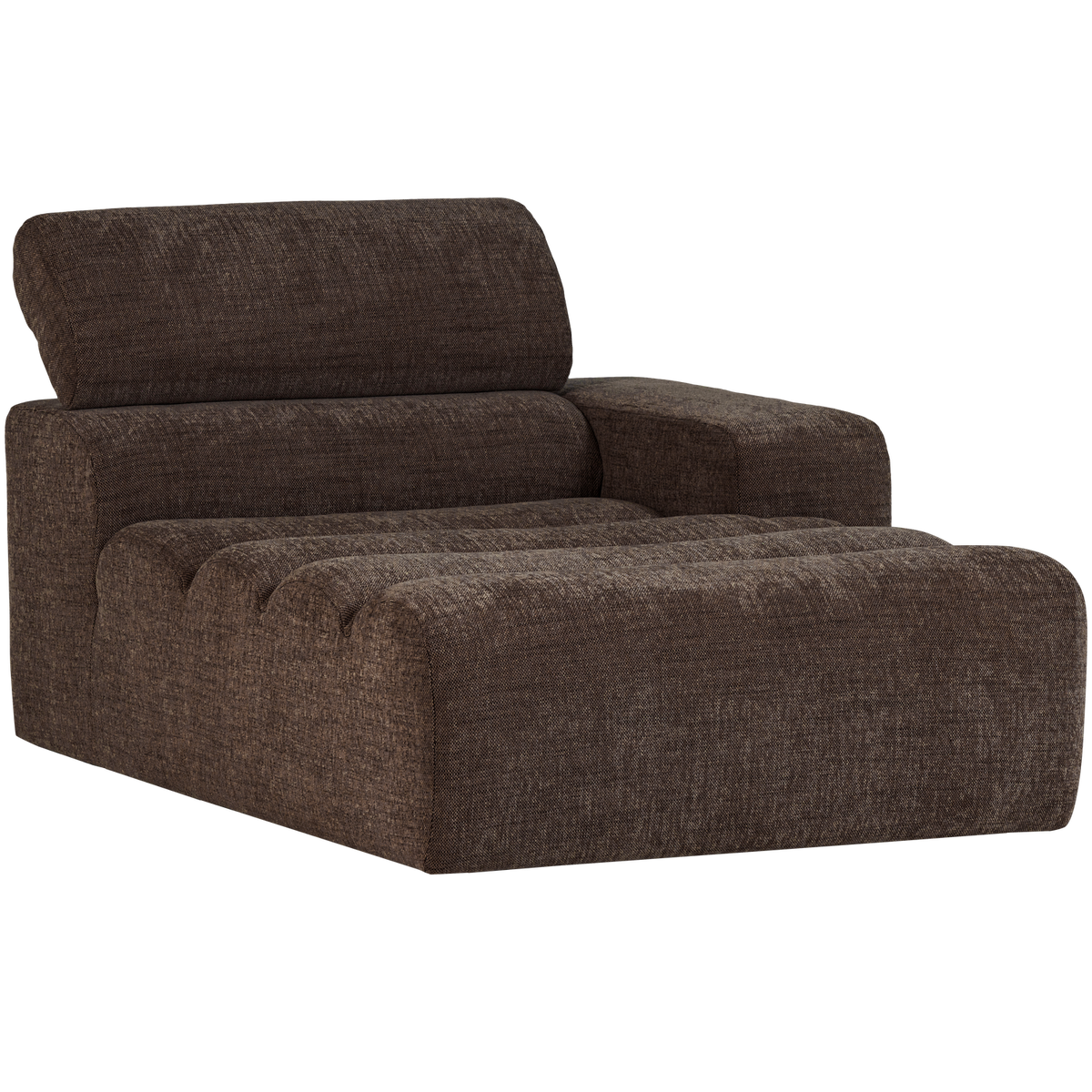 Woood | Chaise longue Novi element arm rechts donkerbruin melange