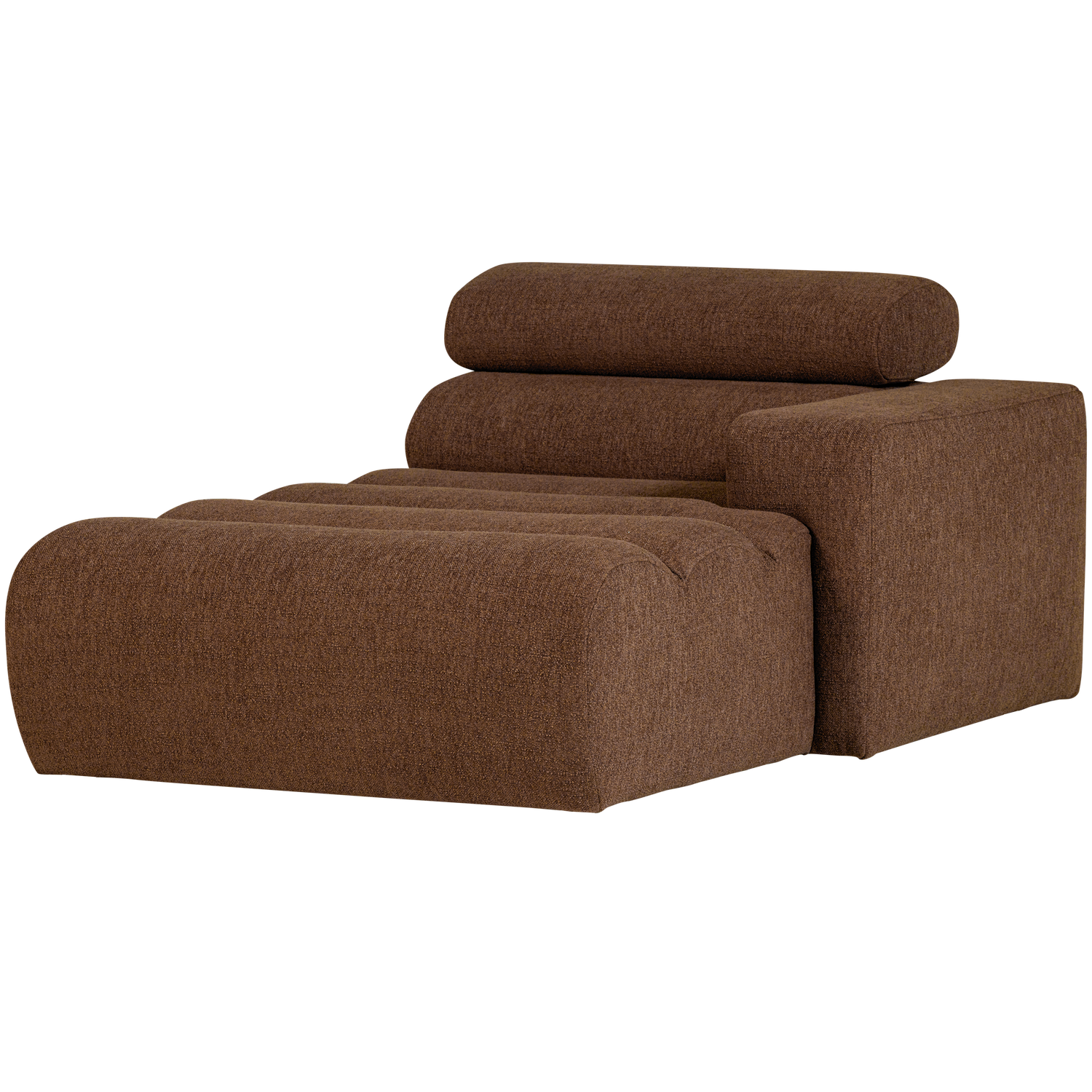 Woood | Chaise longue Novi element arm rechts boucle mokkabruin
