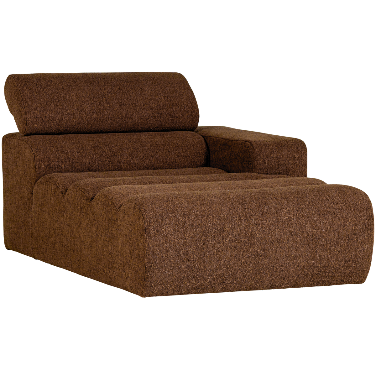 Woood | Chaise longue Novi element arm rechts boucle mokkabruin