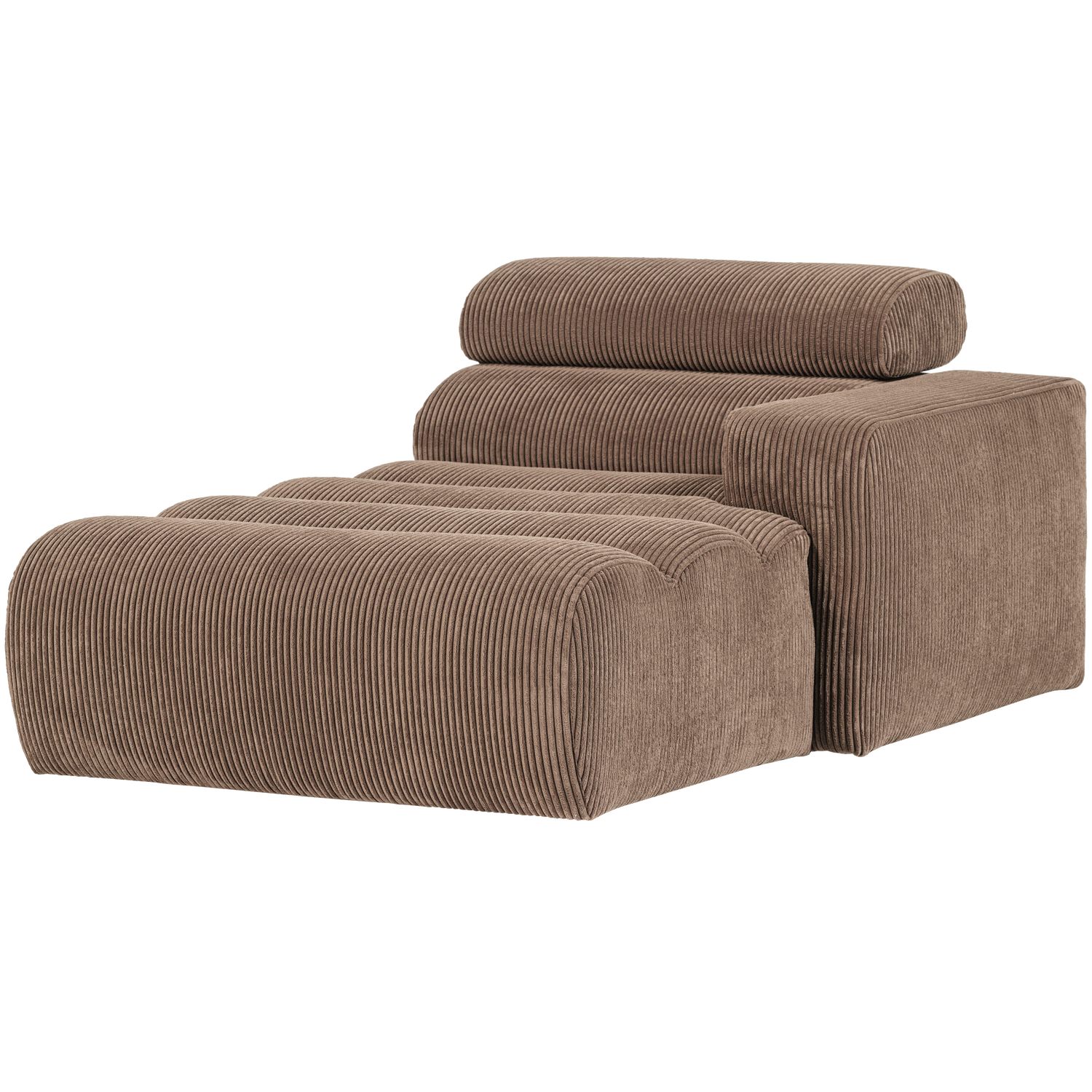 Woood | Chaise longue Novi element arm rechts ribstof taupe