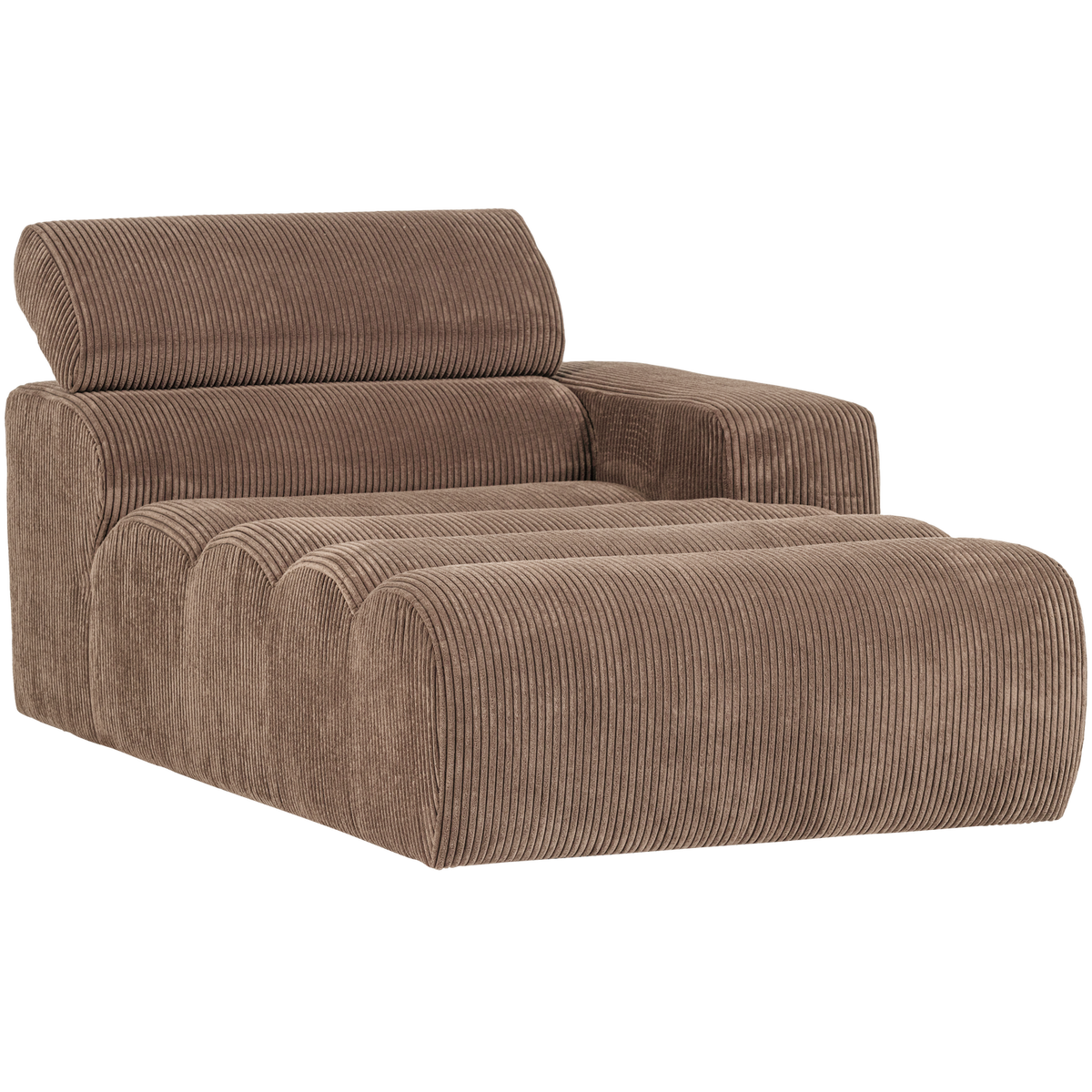 Woood | Chaise longue Novi element arm rechts ribstof taupe