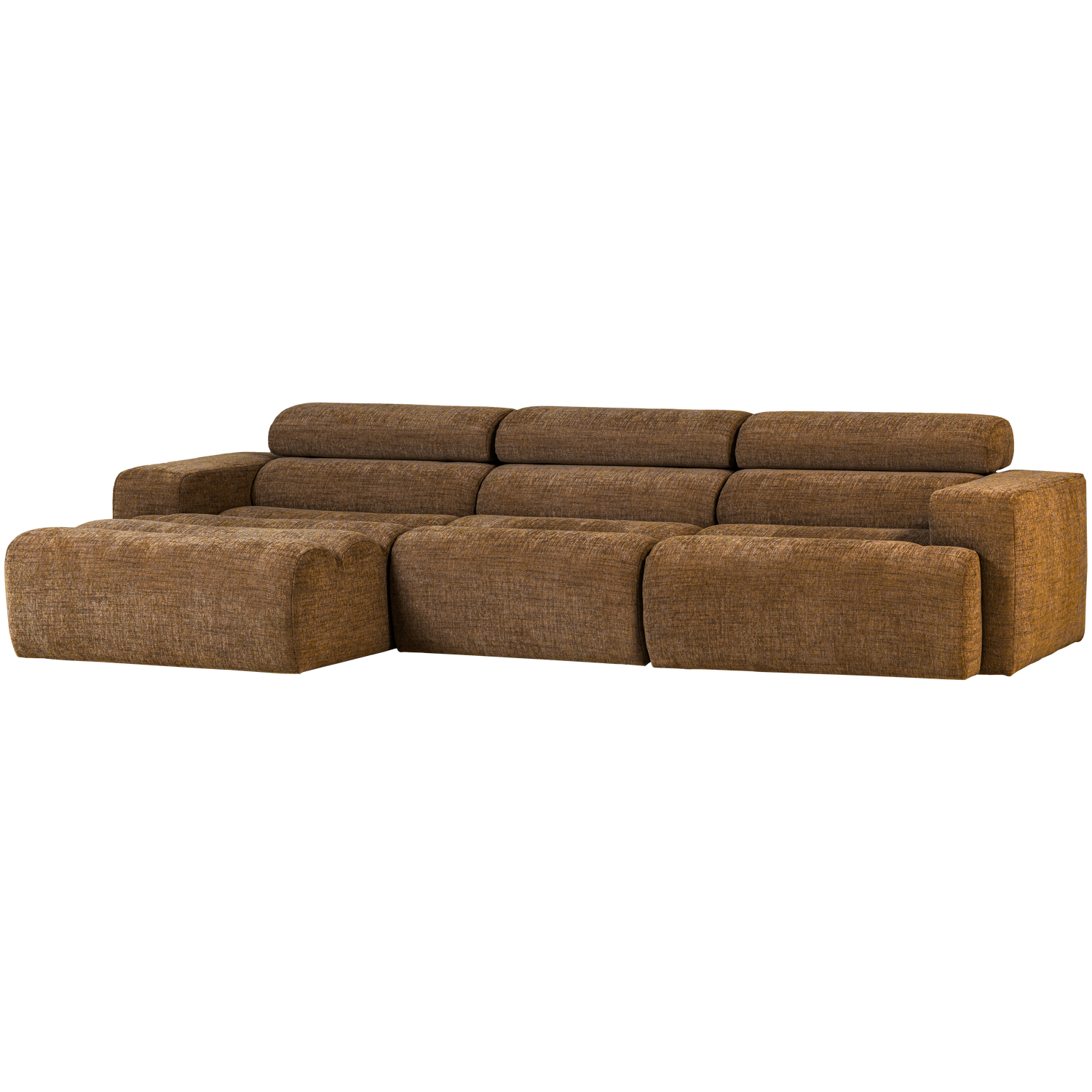 Woood | Chaise longue Novi links karamelbruin melange