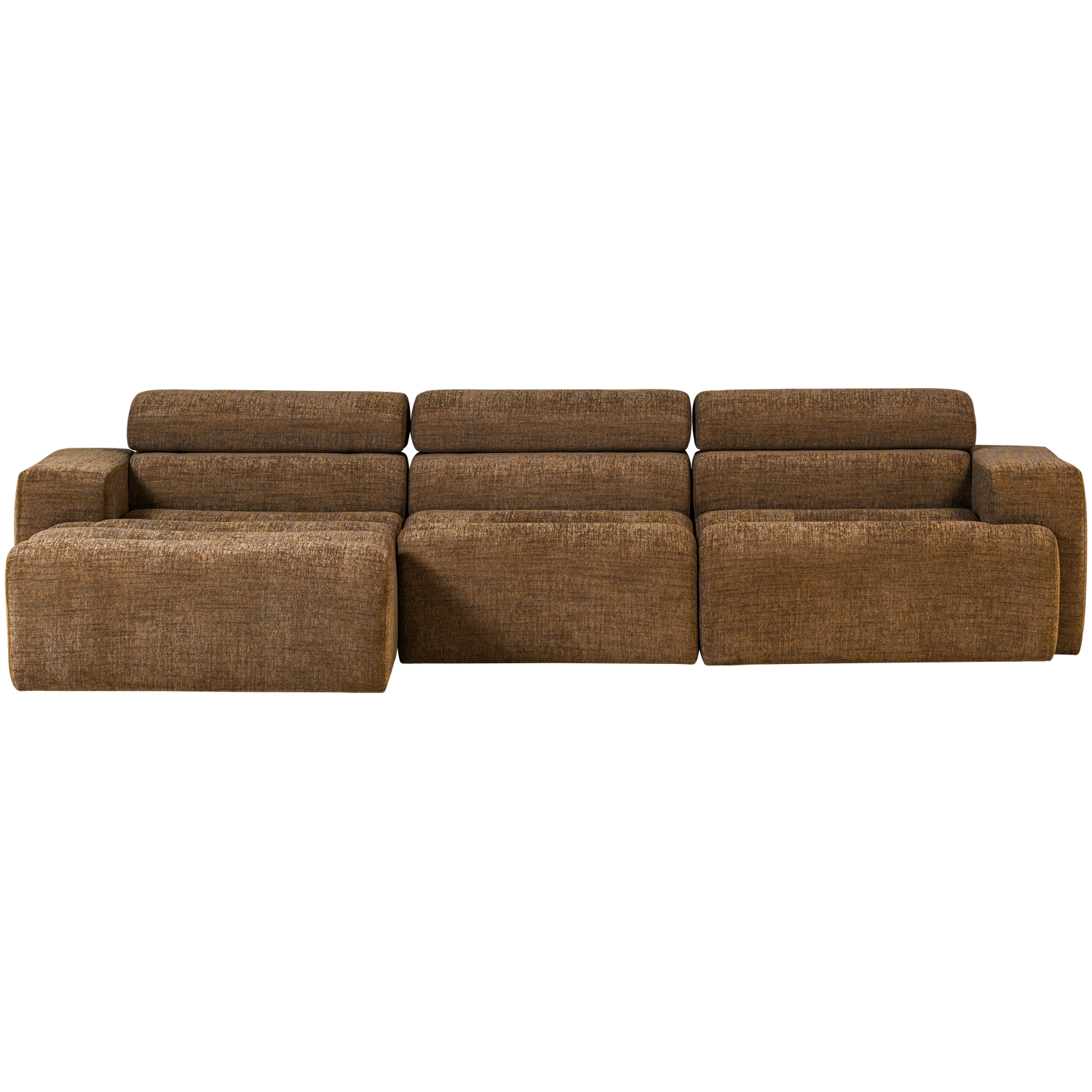 Woood | Chaise longue Novi links karamelbruin melange