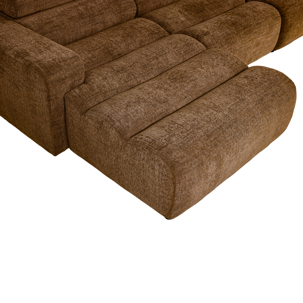 Woood | Chaise longue Novi links karamelbruin melange