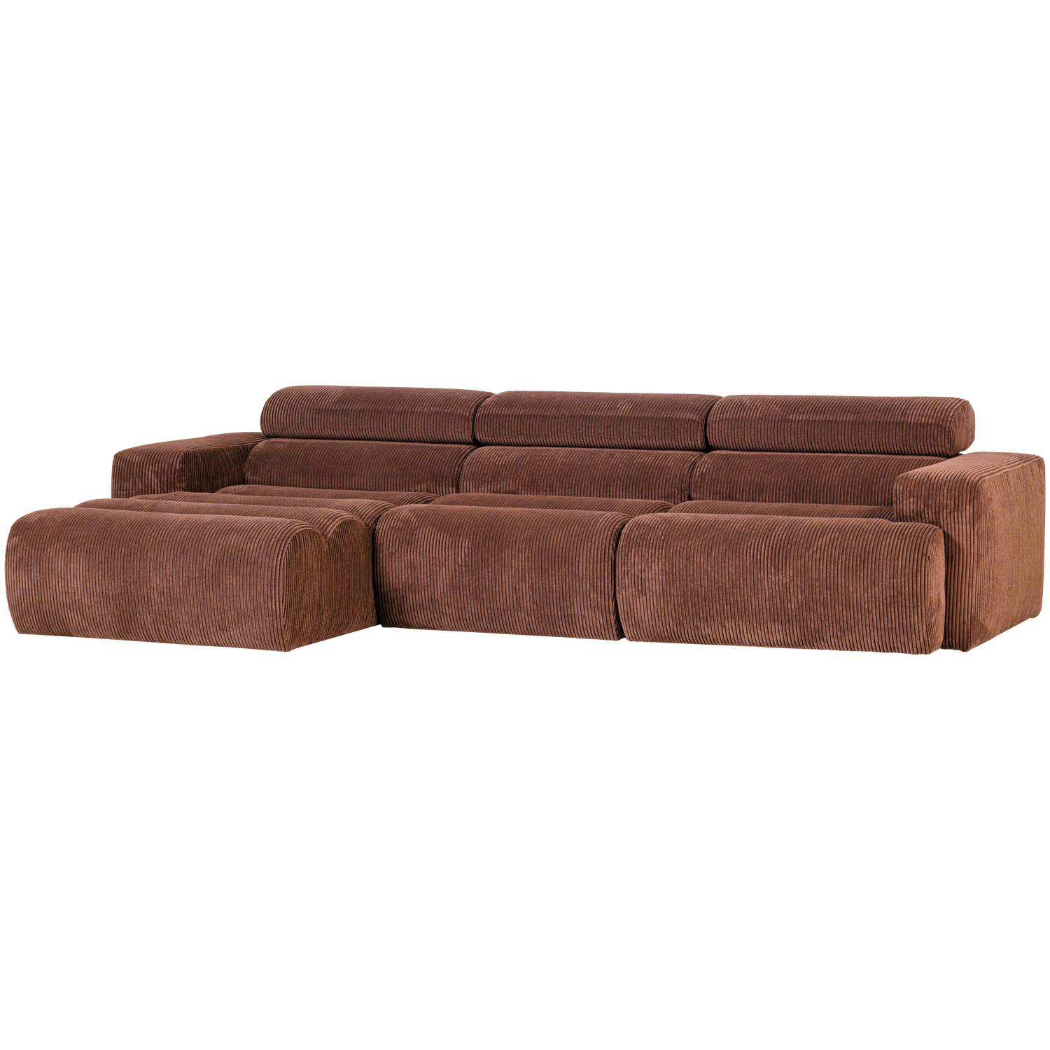 Woood | Chaise longue Novi links ribstof terra