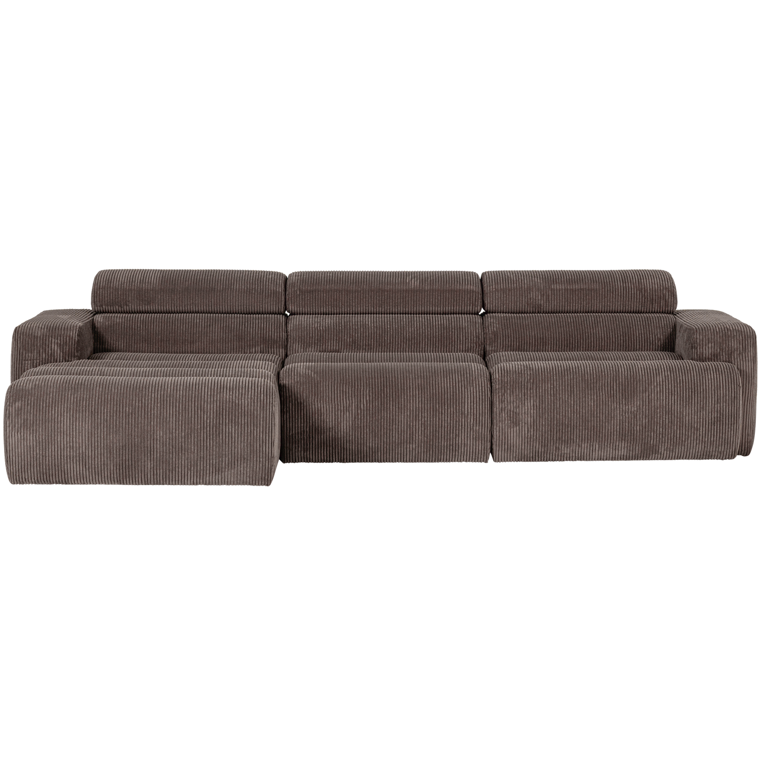 Woood | Chaise longue Novi links ribstof grijsbruin