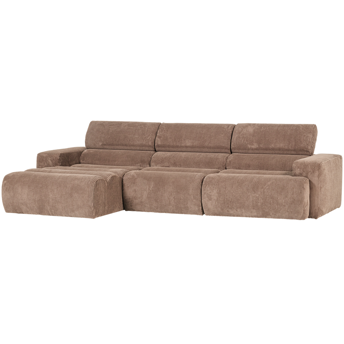 Woood | Chaise longue Novi links ribstof taupe