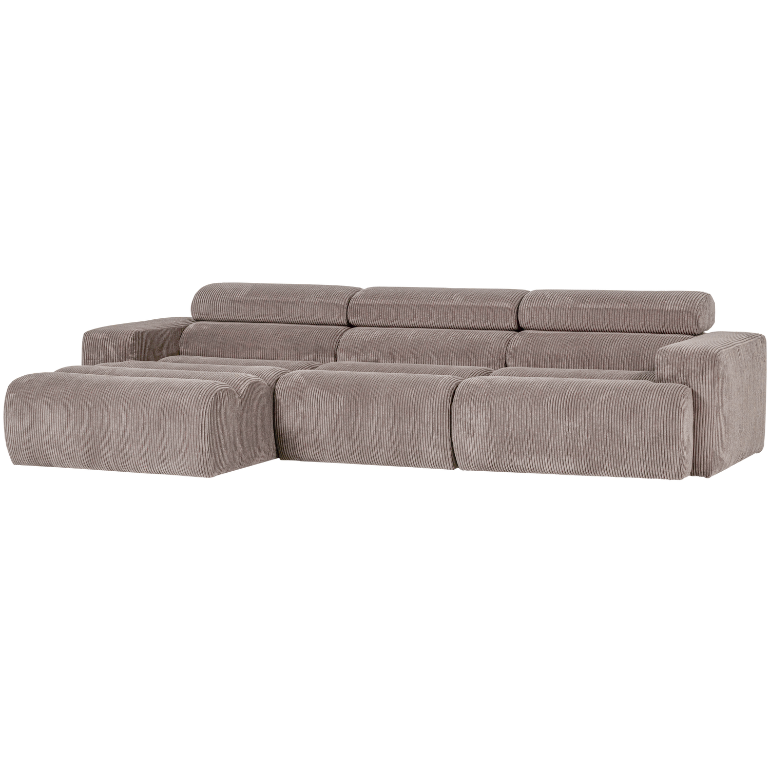 Woood | Chaise longue Novi links ribstof zand
