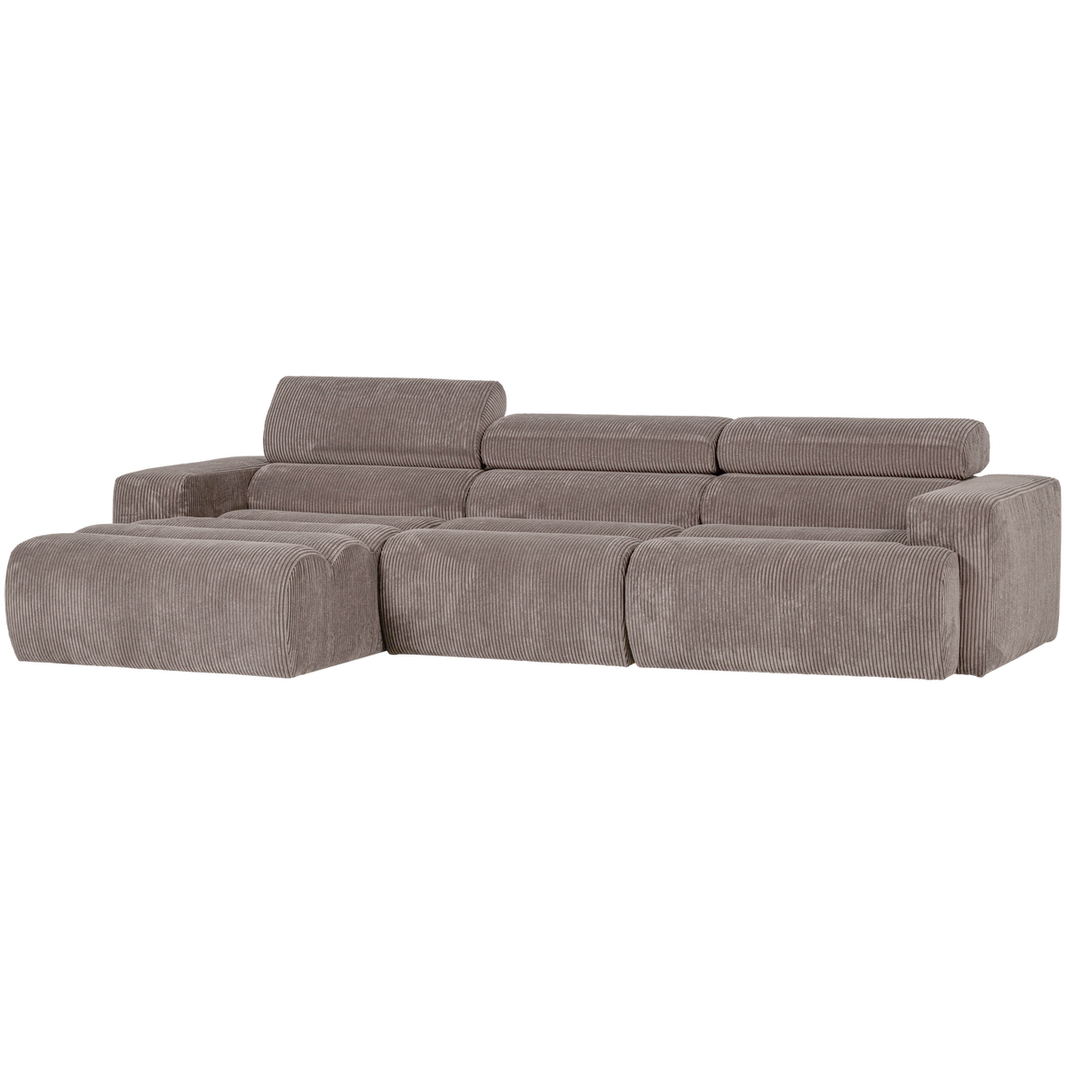 Woood | Chaise longue Novi links ribstof zand