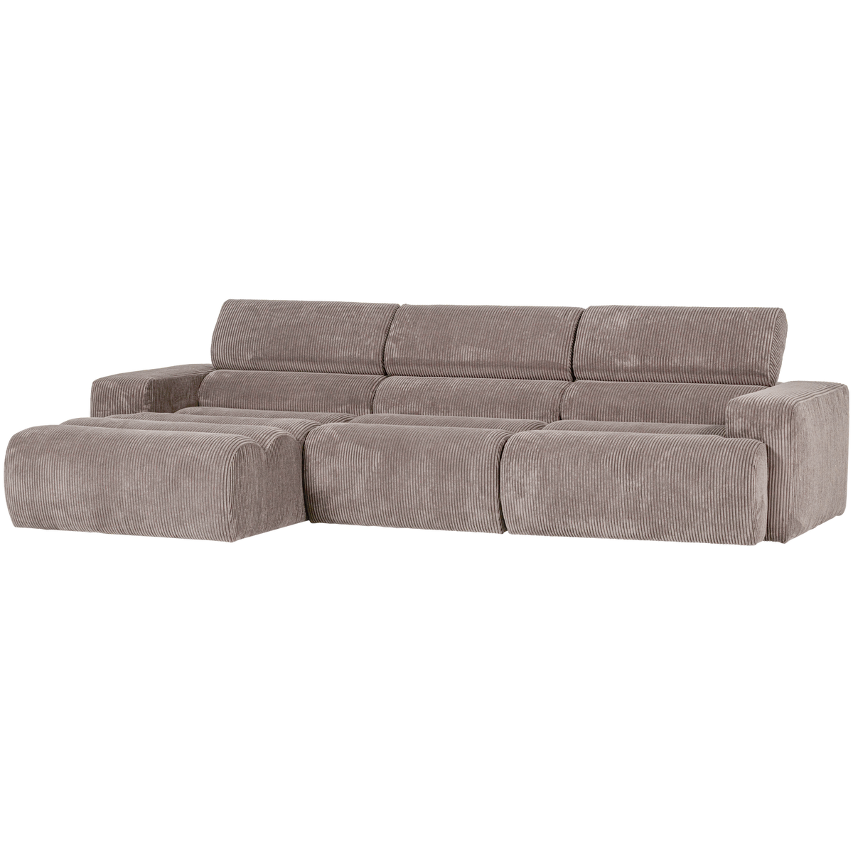 Woood | Chaise longue Novi links ribstof zand