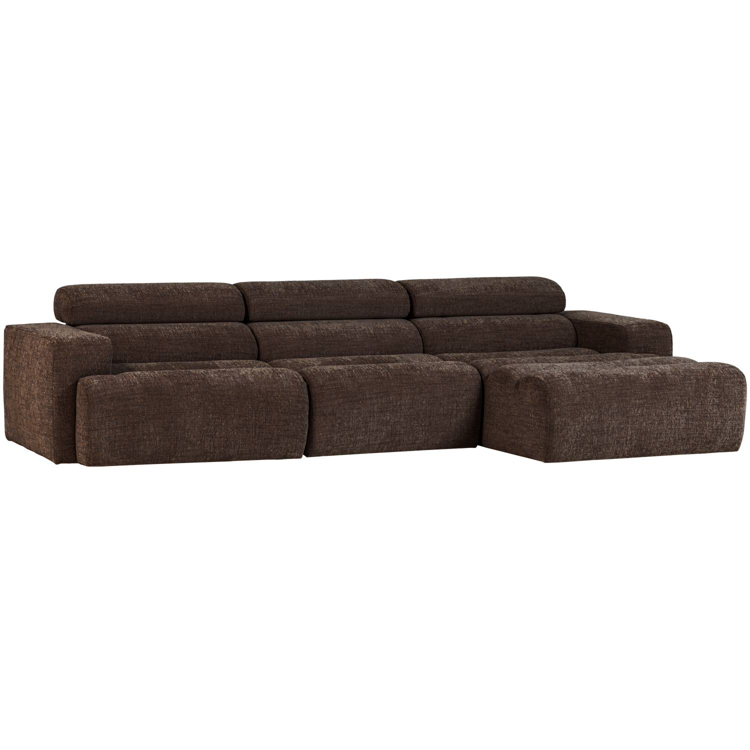 Woood | Chaise longue Novi rechts donkerbruin melange