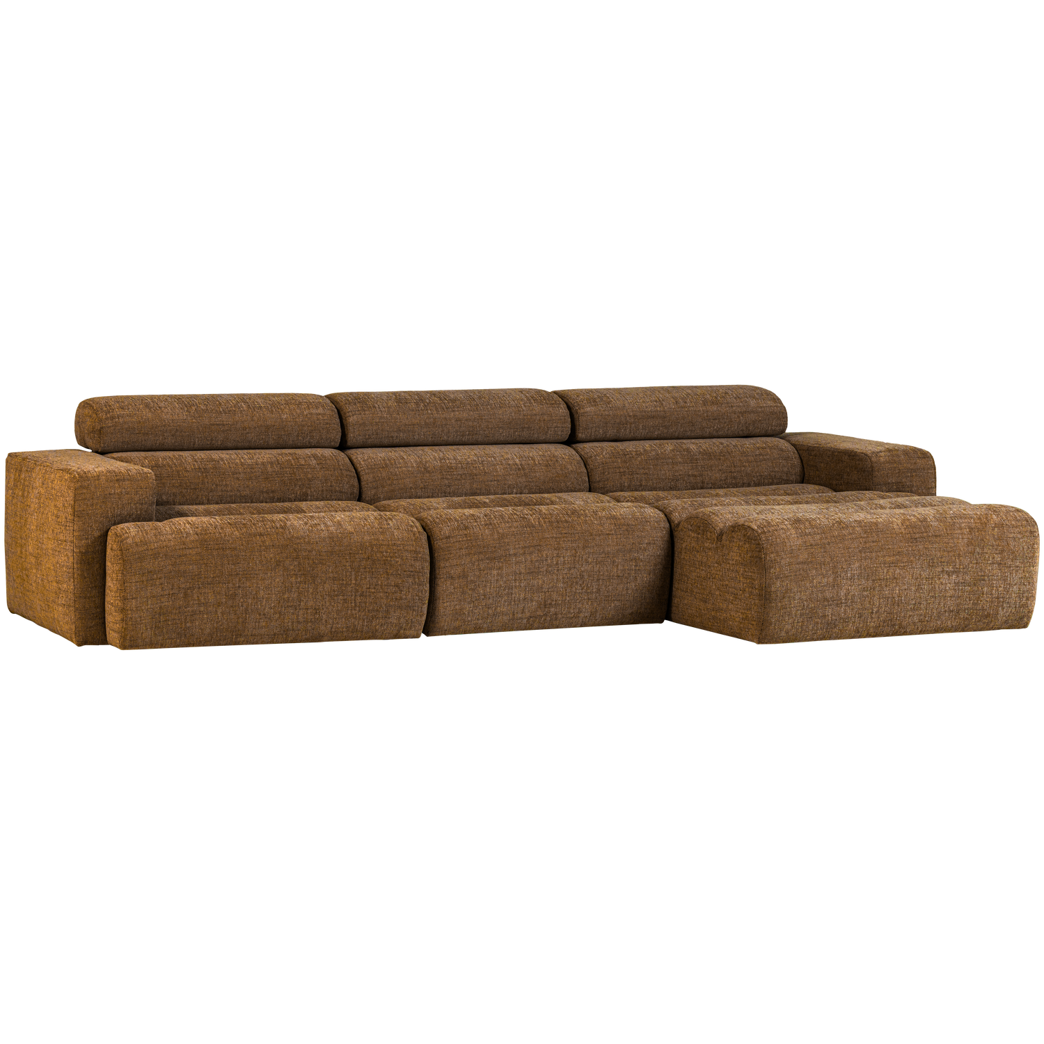 Woood | Chaise longue Novi rechts karamelbruin melange