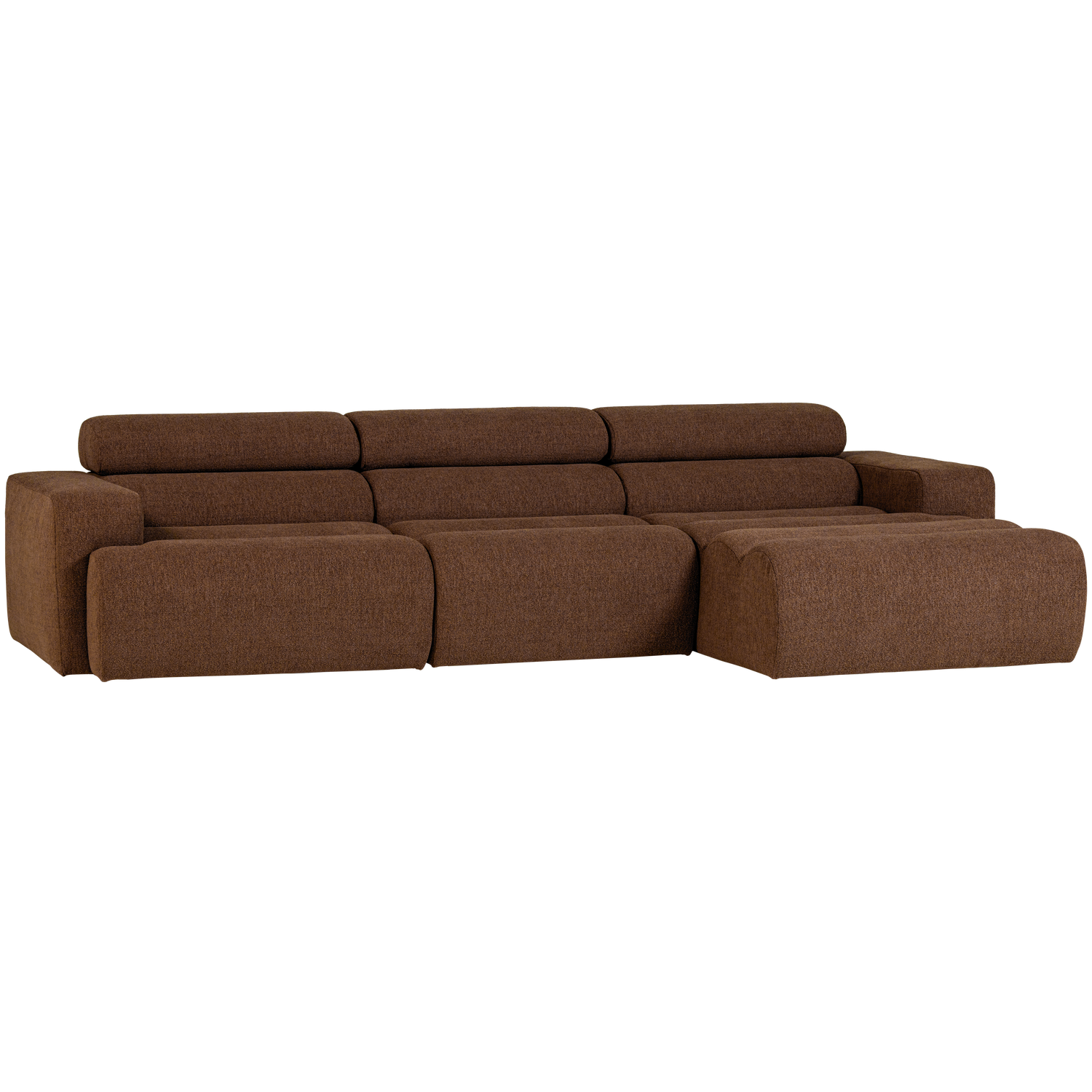 Woood | Chaise longue Novi rechts boucle mokkabruin