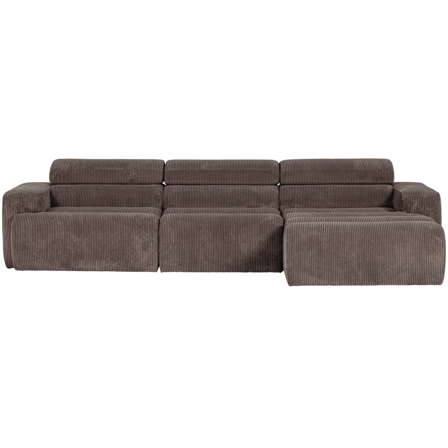 Woood | Chaise longue Novi rechts ribstof grijsbruin