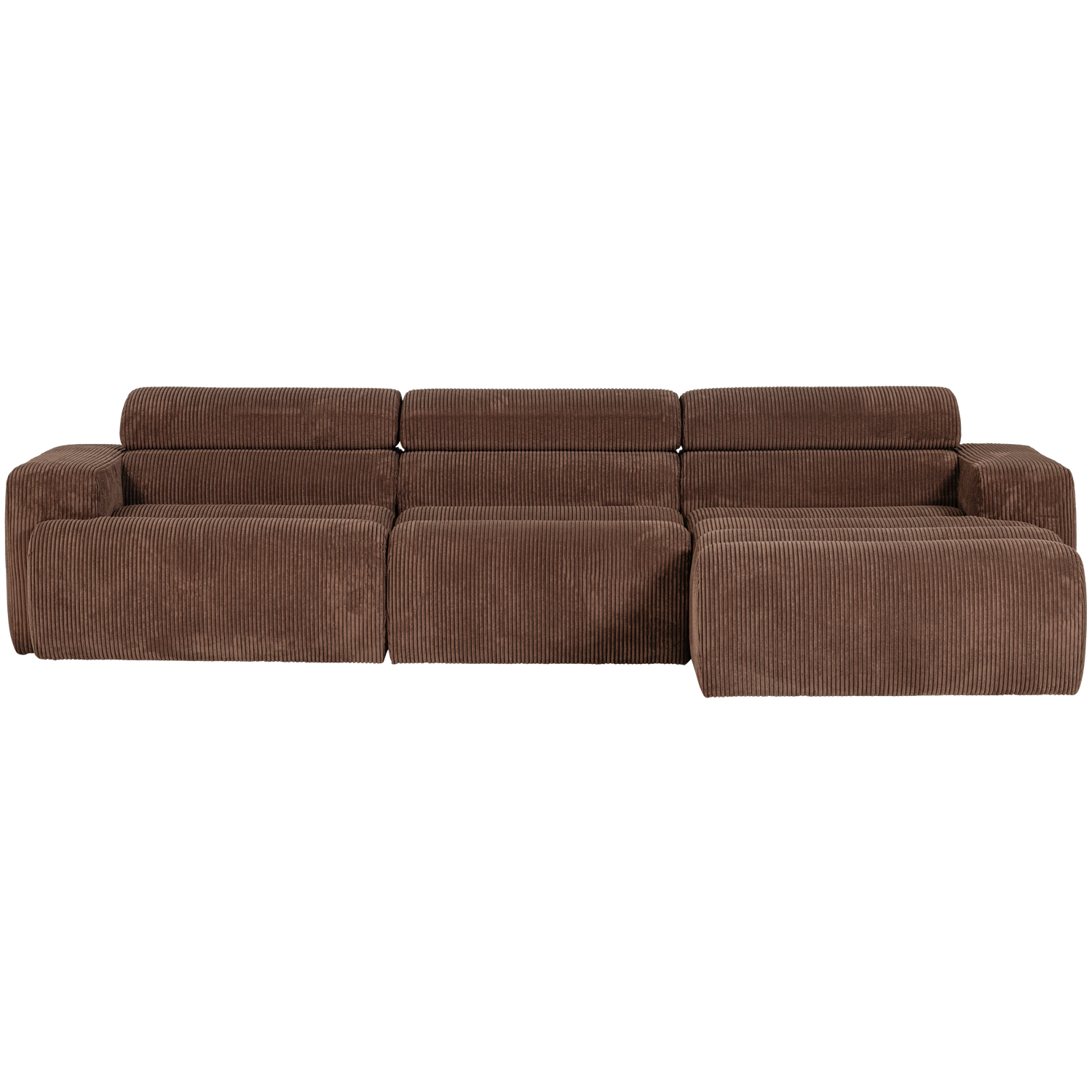 Woood | Chaise longue Novi rechts ribstof mokkabruin