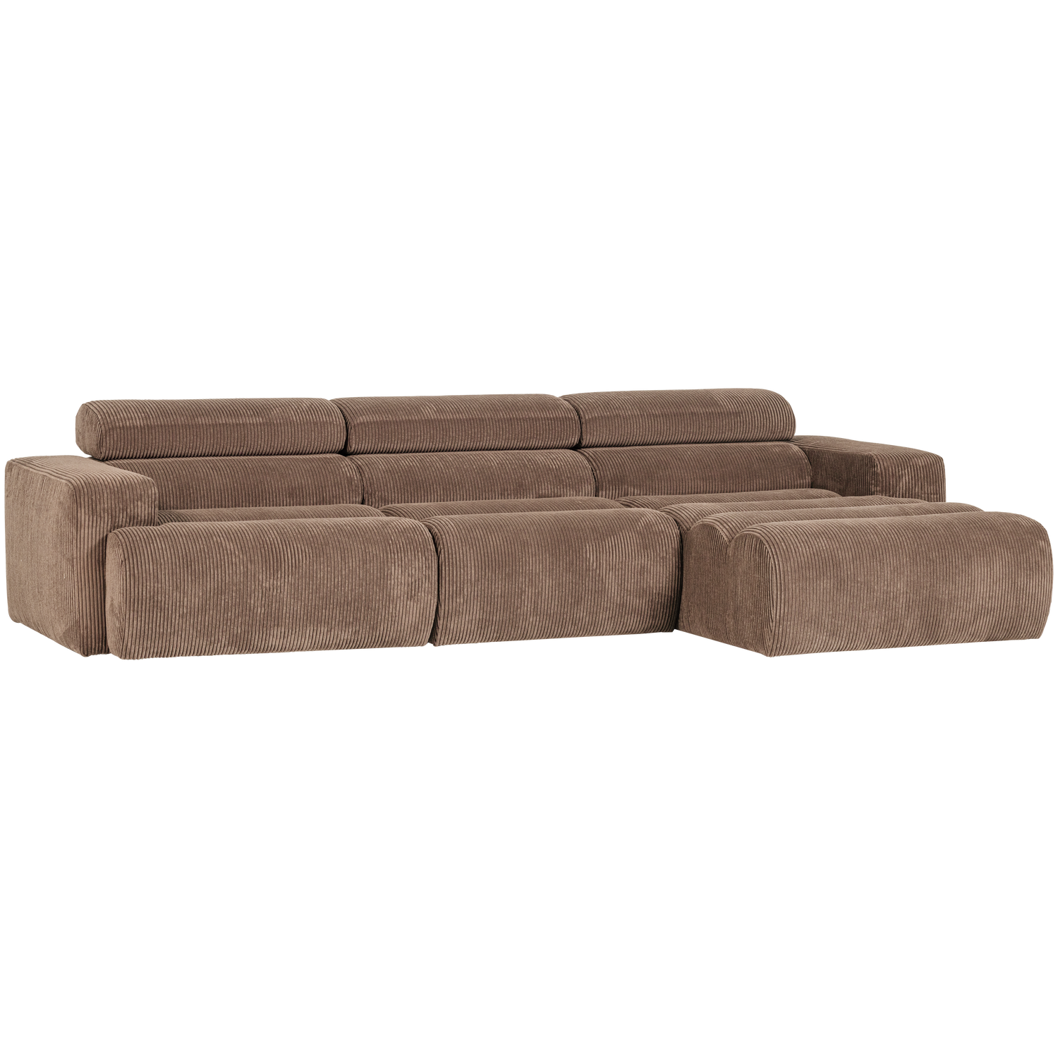 Woood | Chaise longue Novi rechts ribstof taupe