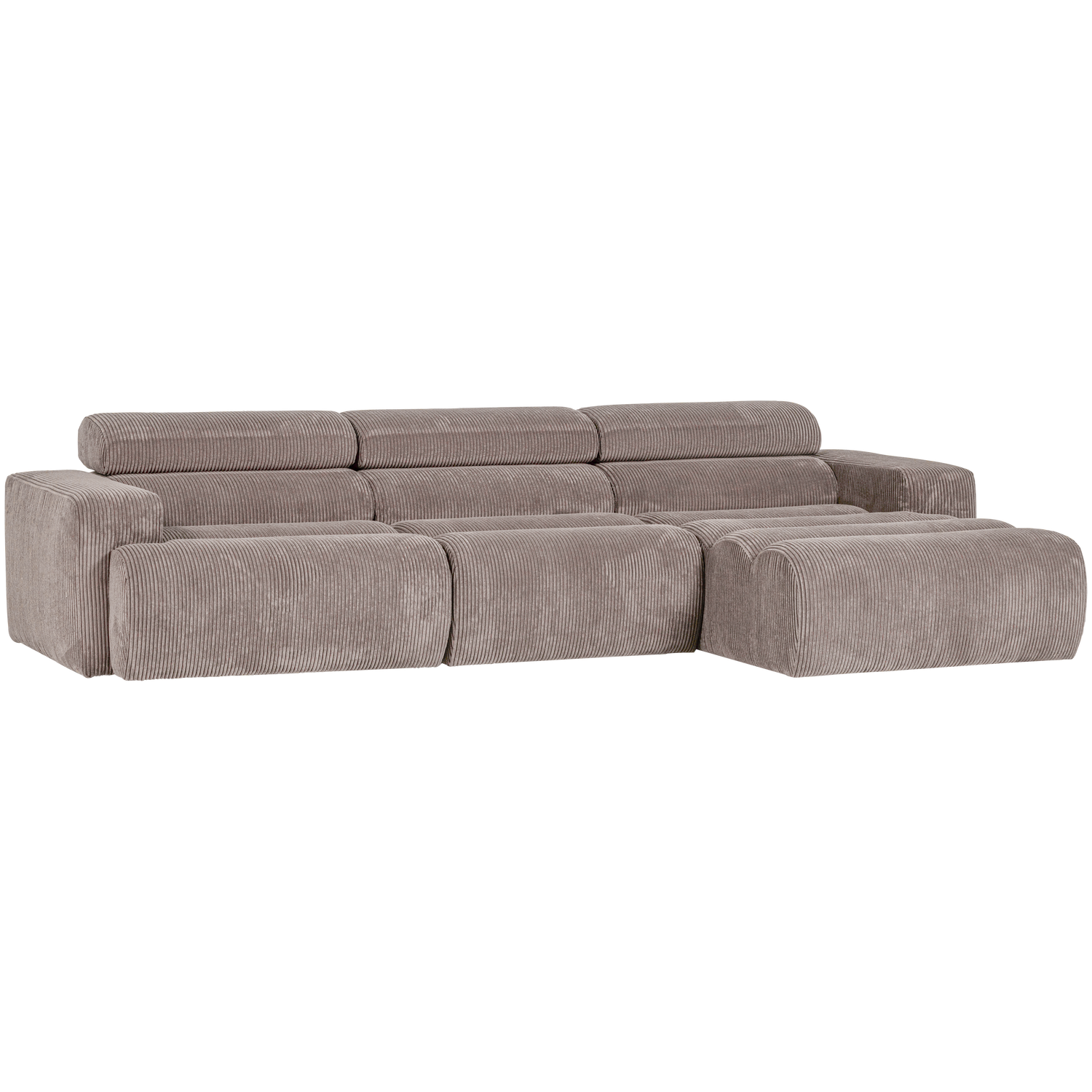 Woood | Chaise longue Novi rechts ribstof zand