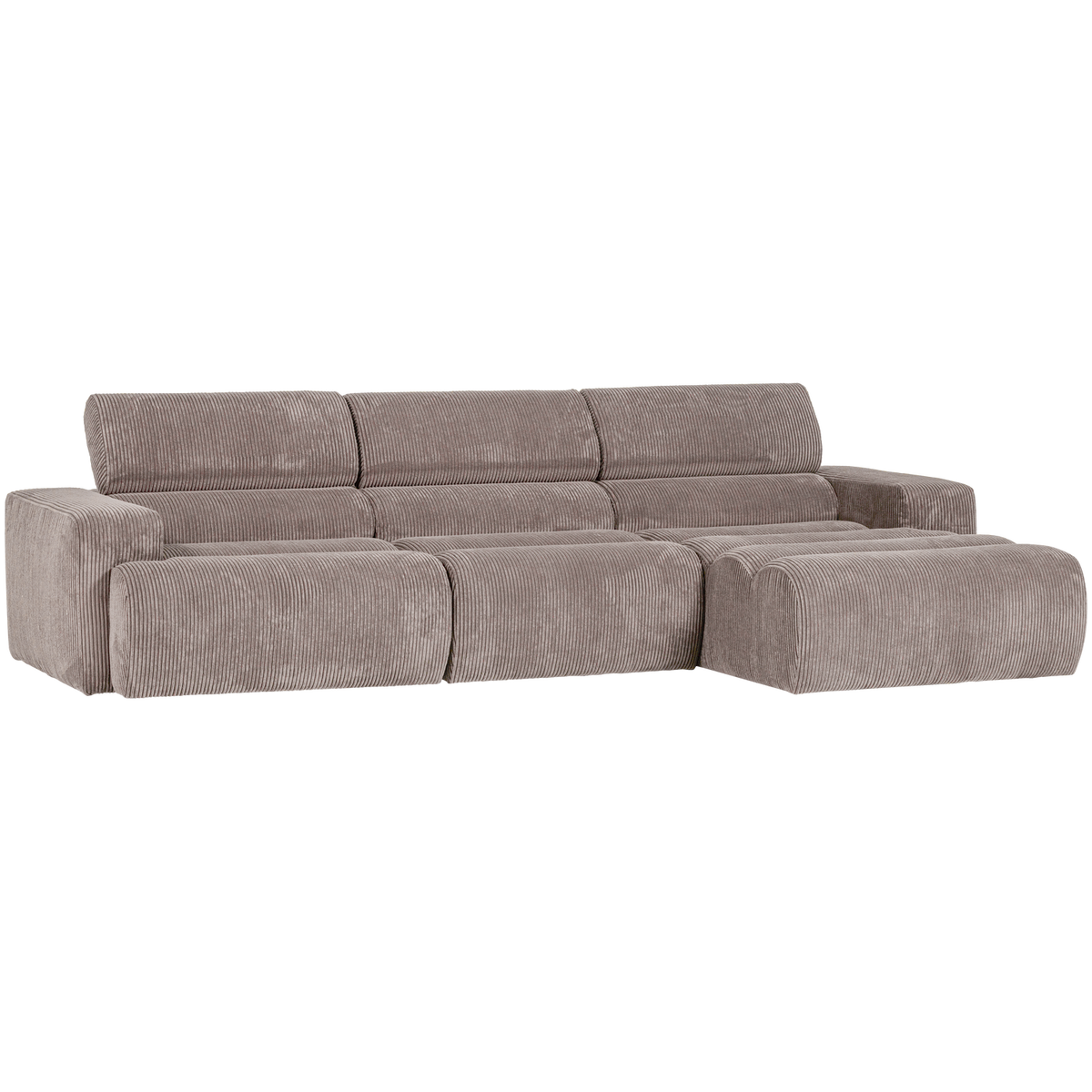 Woood | Chaise longue Novi rechts ribstof zand