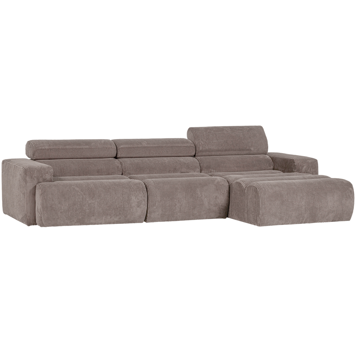 Woood | Chaise longue Novi rechts ribstof zand