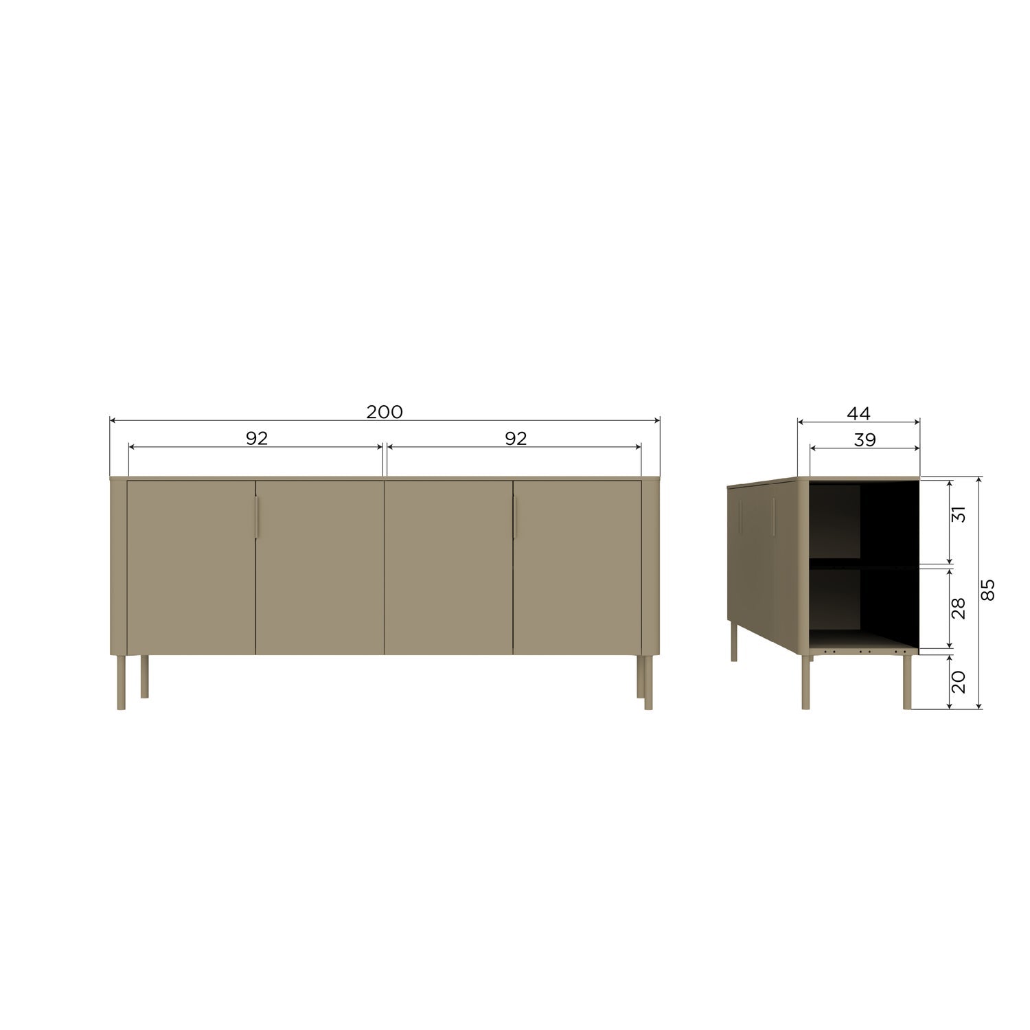 Woood | Dressoir Gunnar 200cm mud
