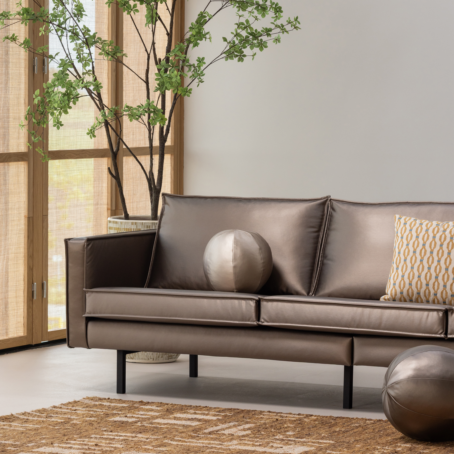 Woood | Bal Rodeo kussen klein metallic naturel