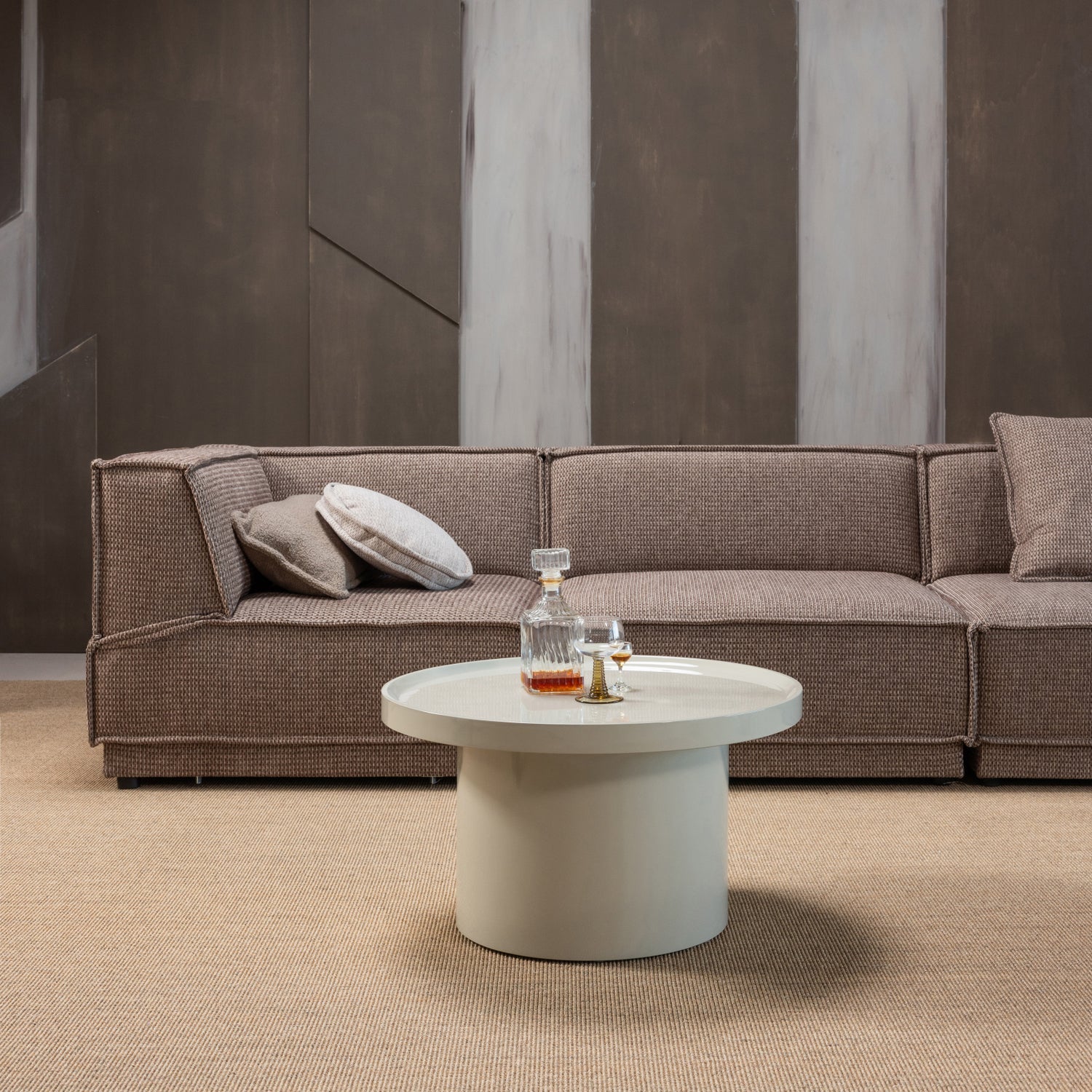 Woood | Bijzettafel Veluna 70cm hoogglans zand