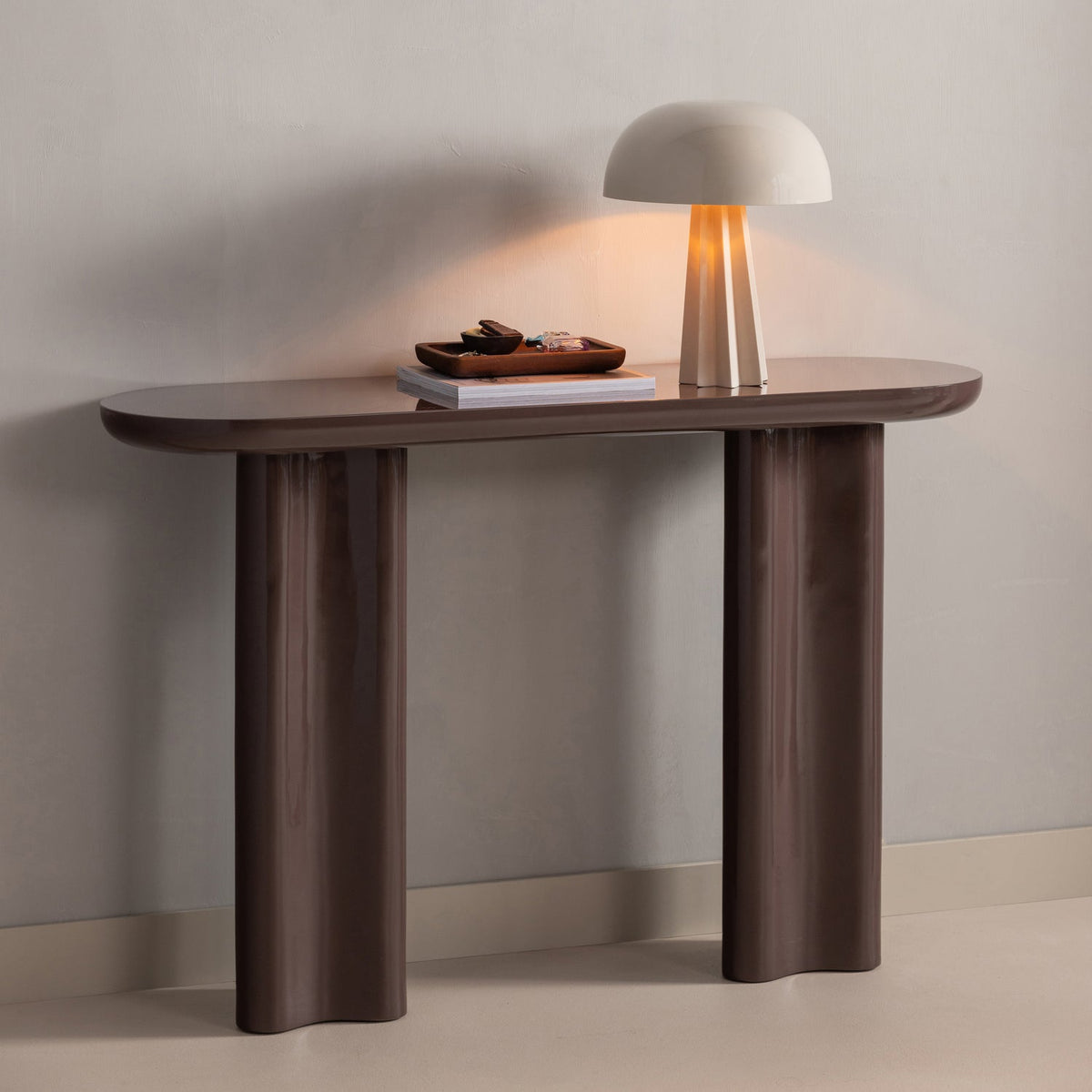 Woood | Sidetable Evara hoogglans donkerbruin