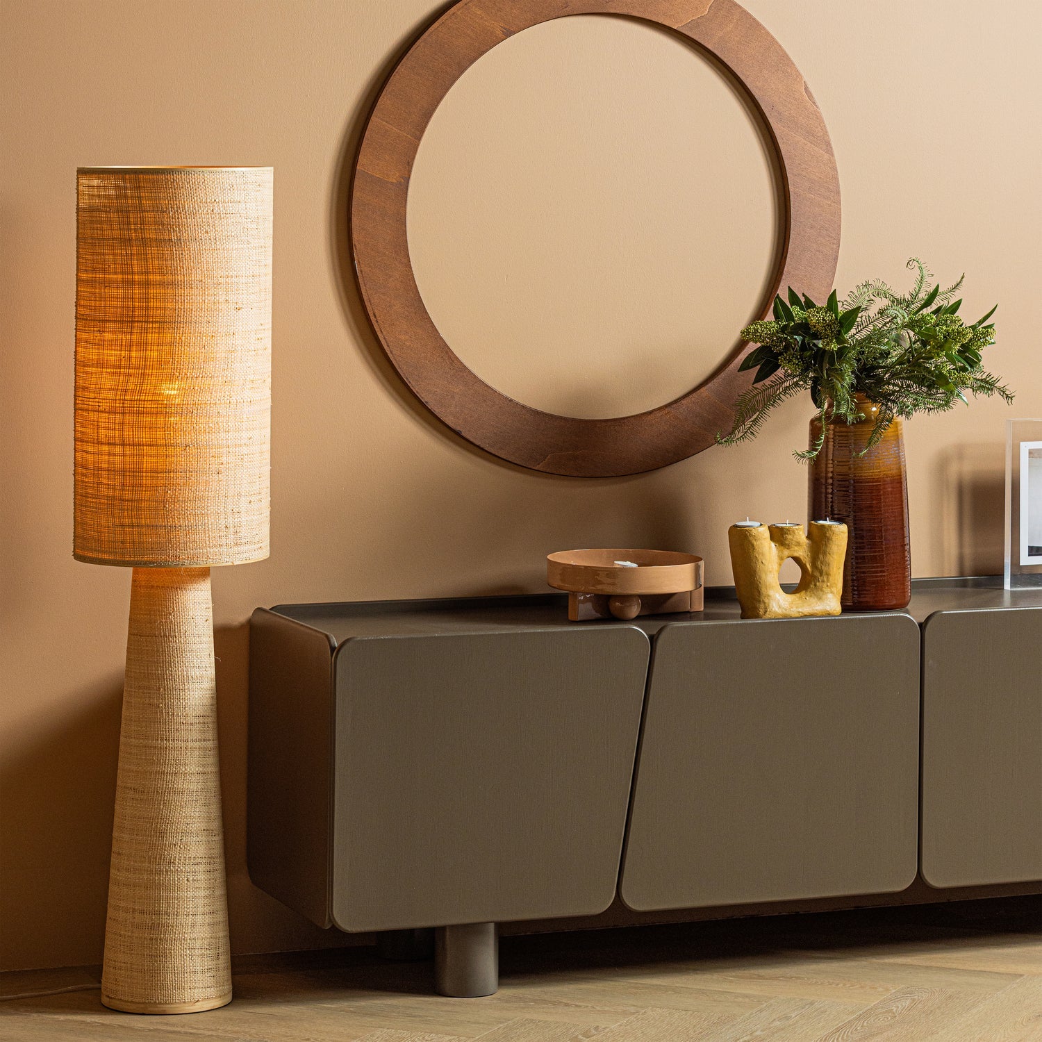 Woood | Vloerlamp Syro raffia naturel