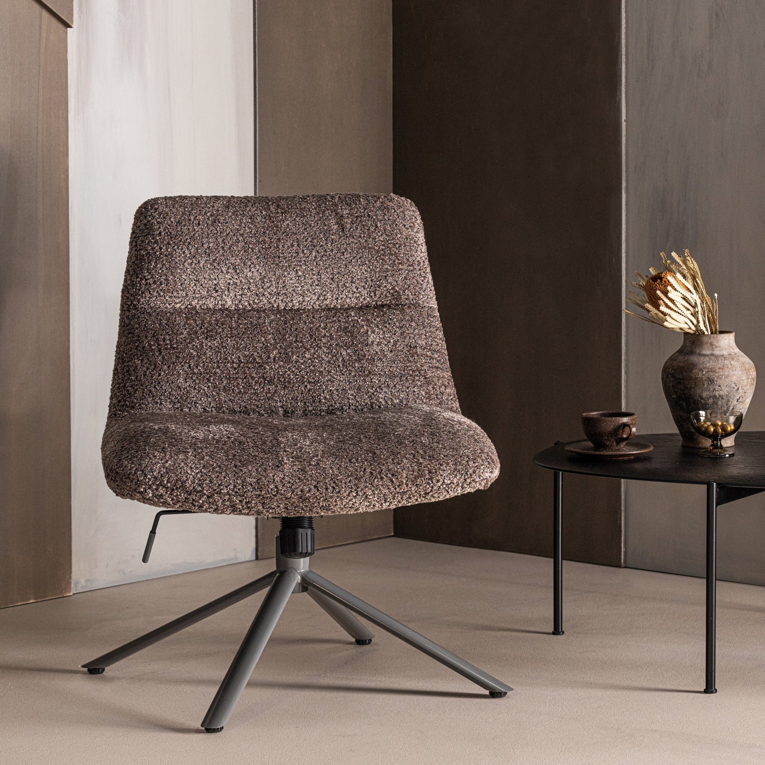 Woood | Draaifauteuil verstelbaar Soren wollig bruin