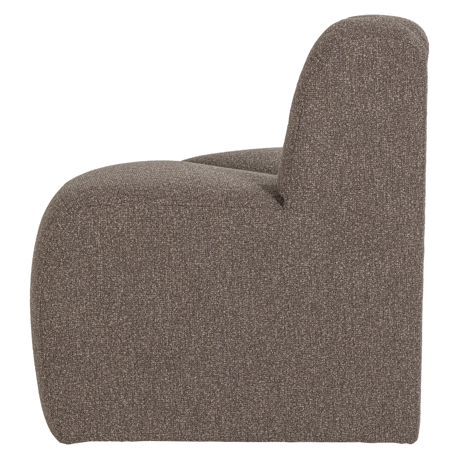 Woood | Eetbank Mojo hoek rond rugleuning boucle bruin melange