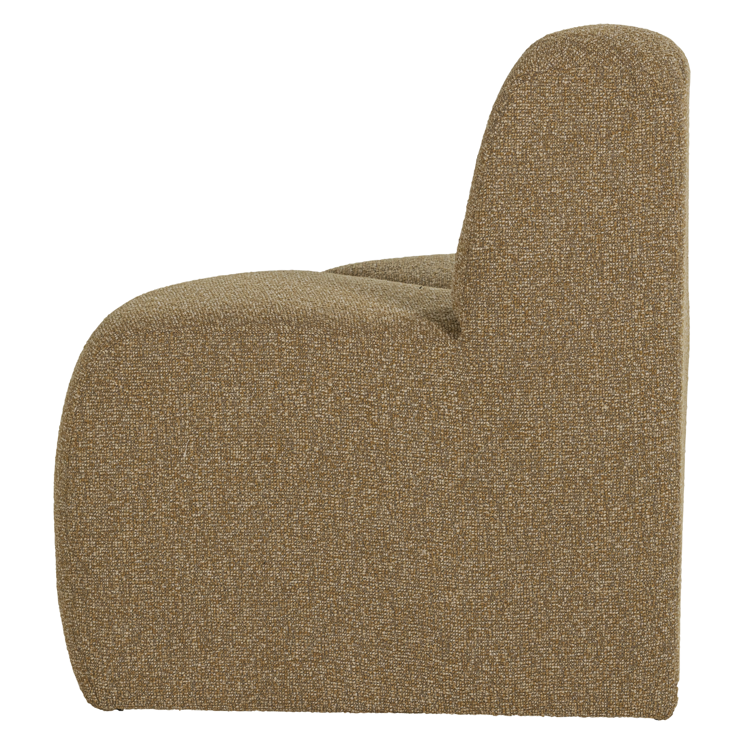 Woood | Eetbank Mojo hoek rond rugleuning boucle geel/bruin