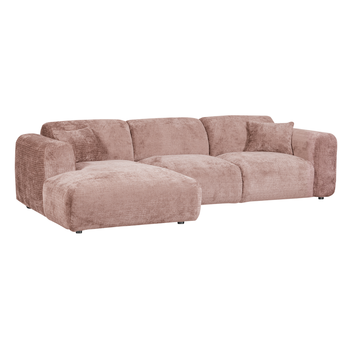 Woood | Chaise longue Cloud links chenille taupe/roze