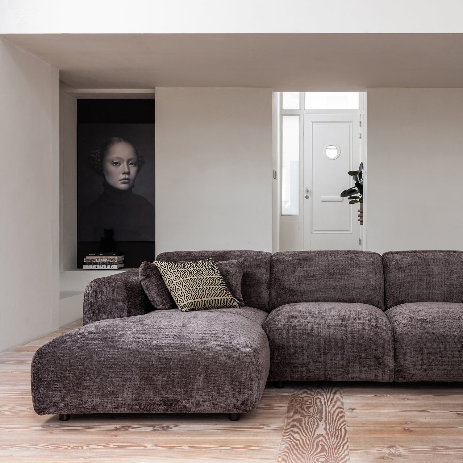 Woood | Chaise longue Cloud links chenille warmbruin