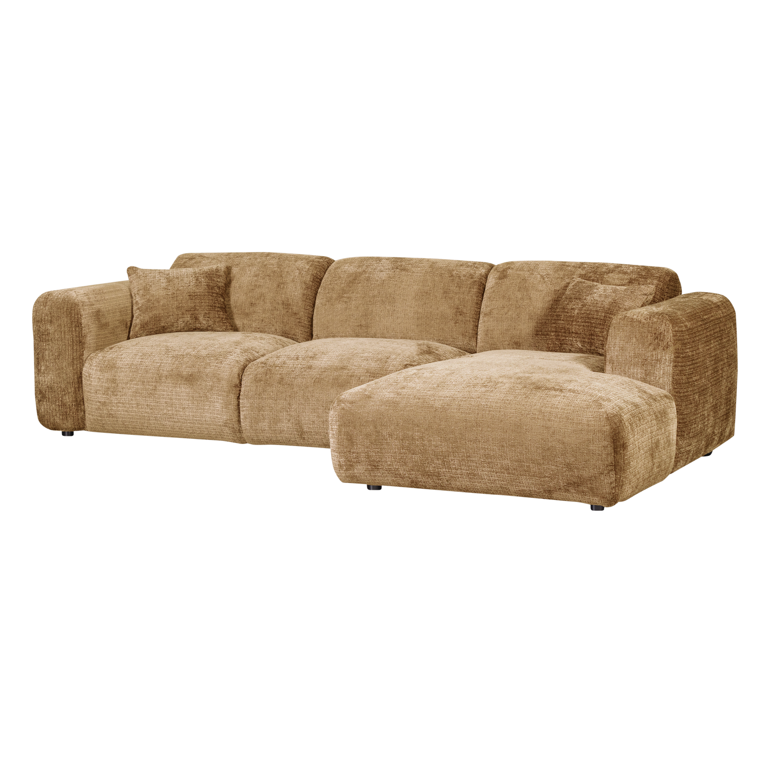 Woood | Chaise longue Cloud rechts chenille honinggeel