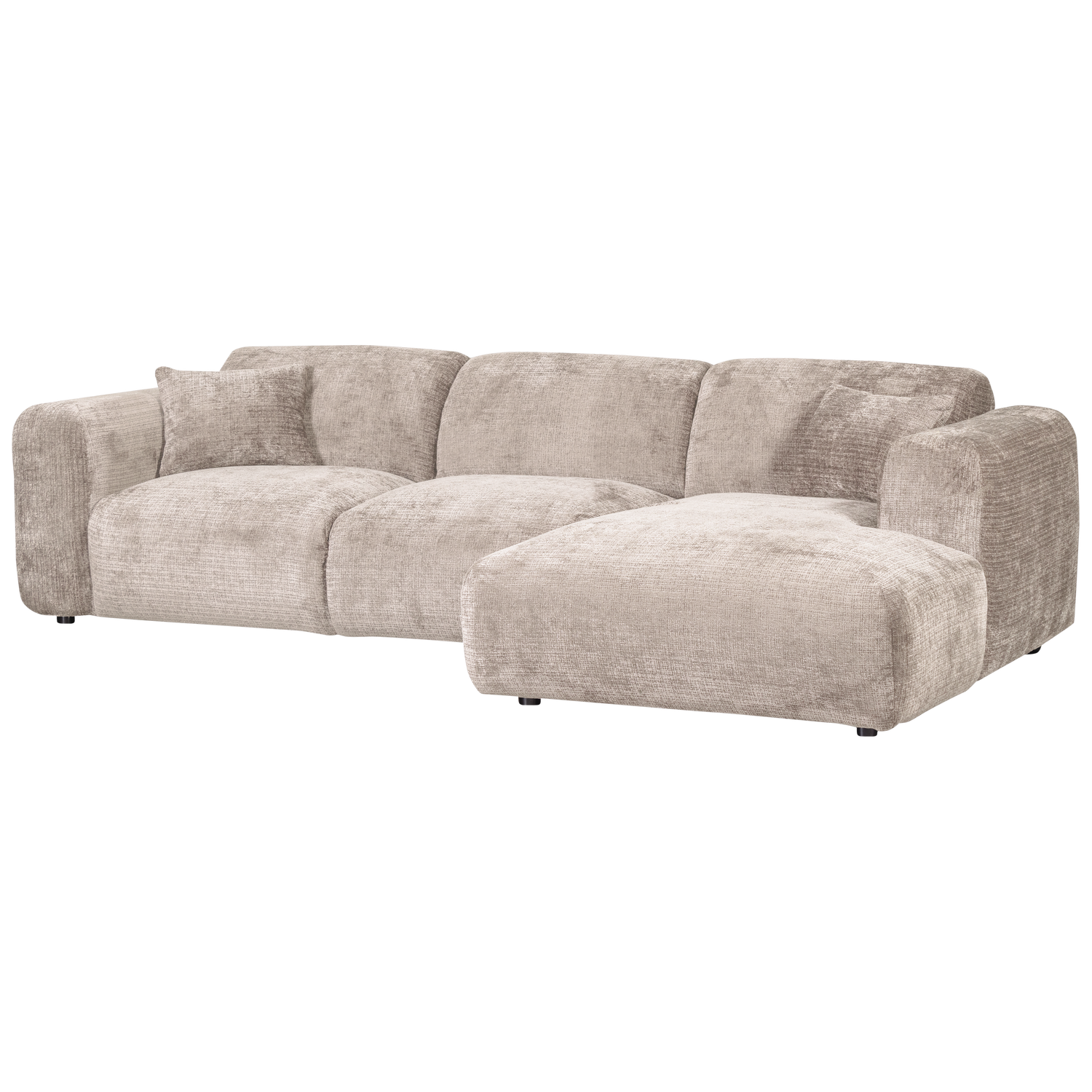 Woood | Chaise longue Cloud rechts chenille naturel