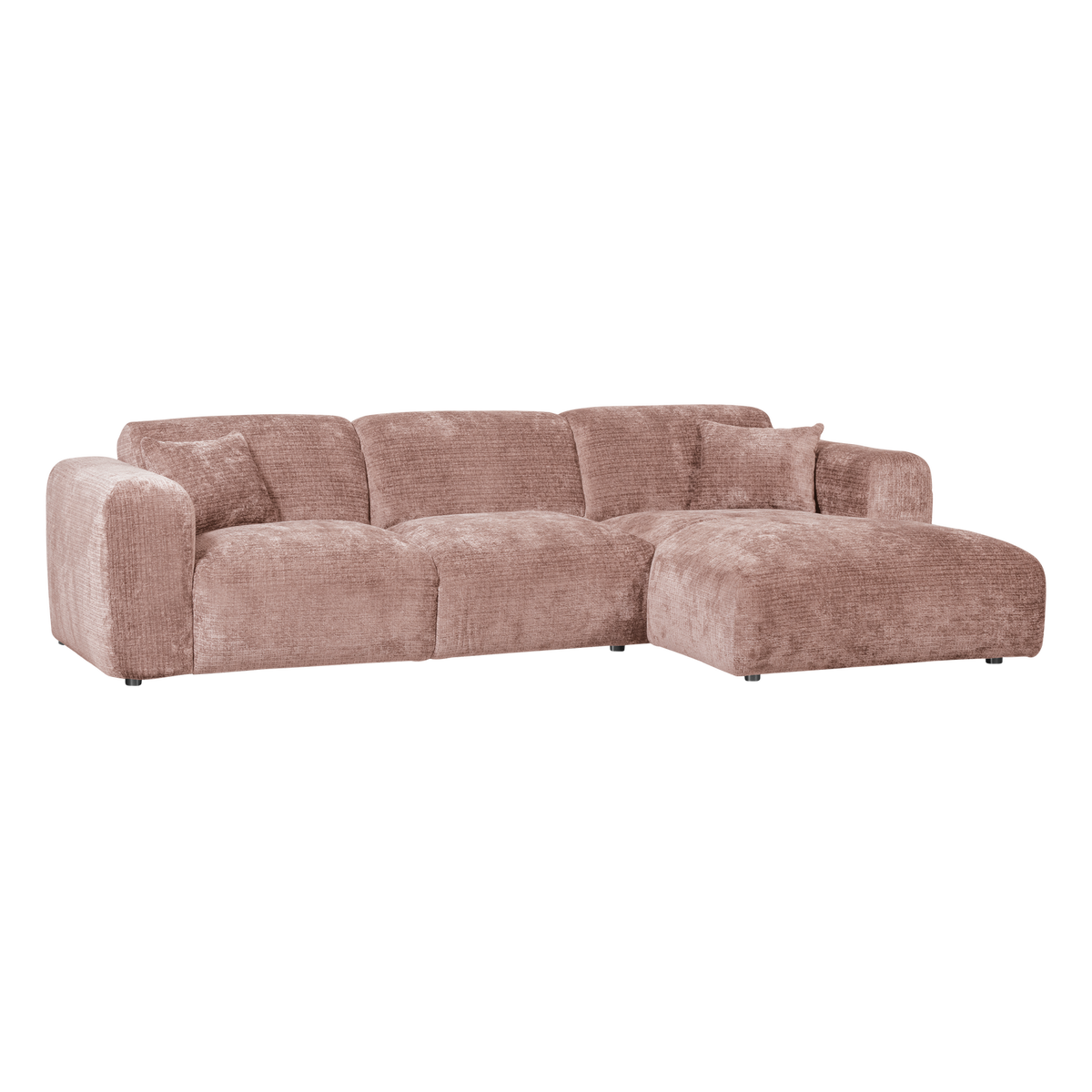 Woood | Chaise longue Cloud rechts chenille taupe/roze