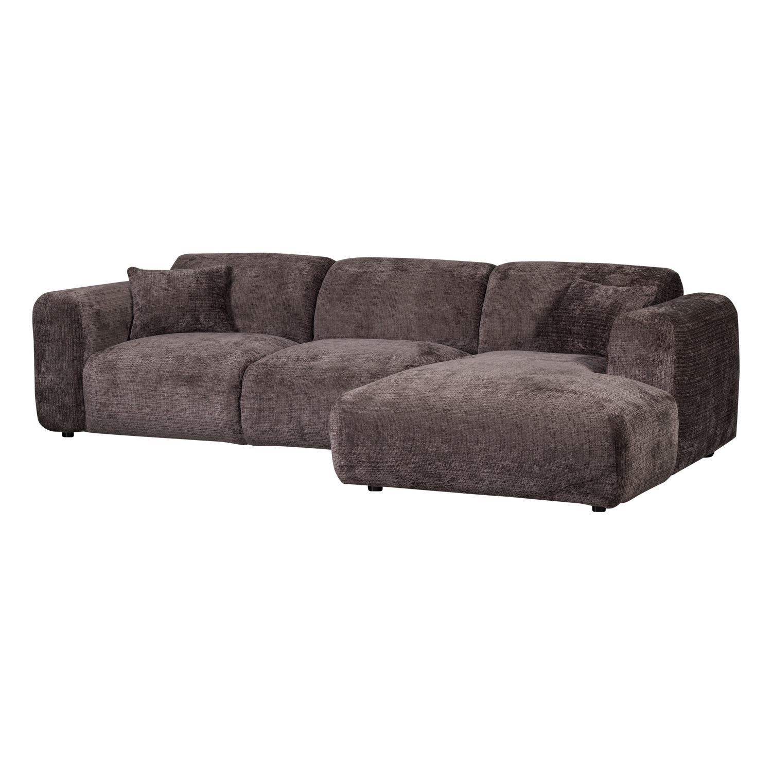 Woood | Chaise longue Cloud rechts chenille warmbruin
