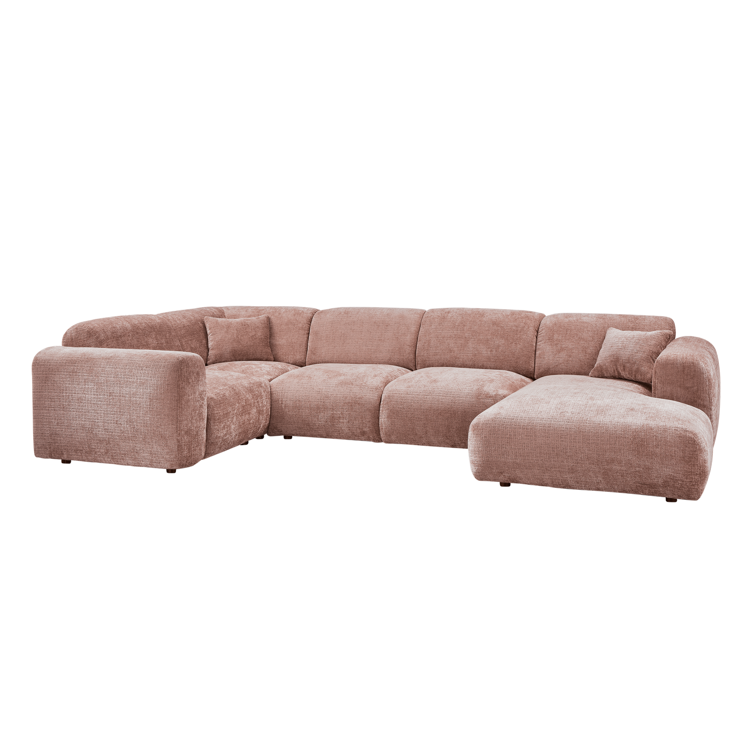 Woood | Hoekbank Cloud links chenille taupe/roze