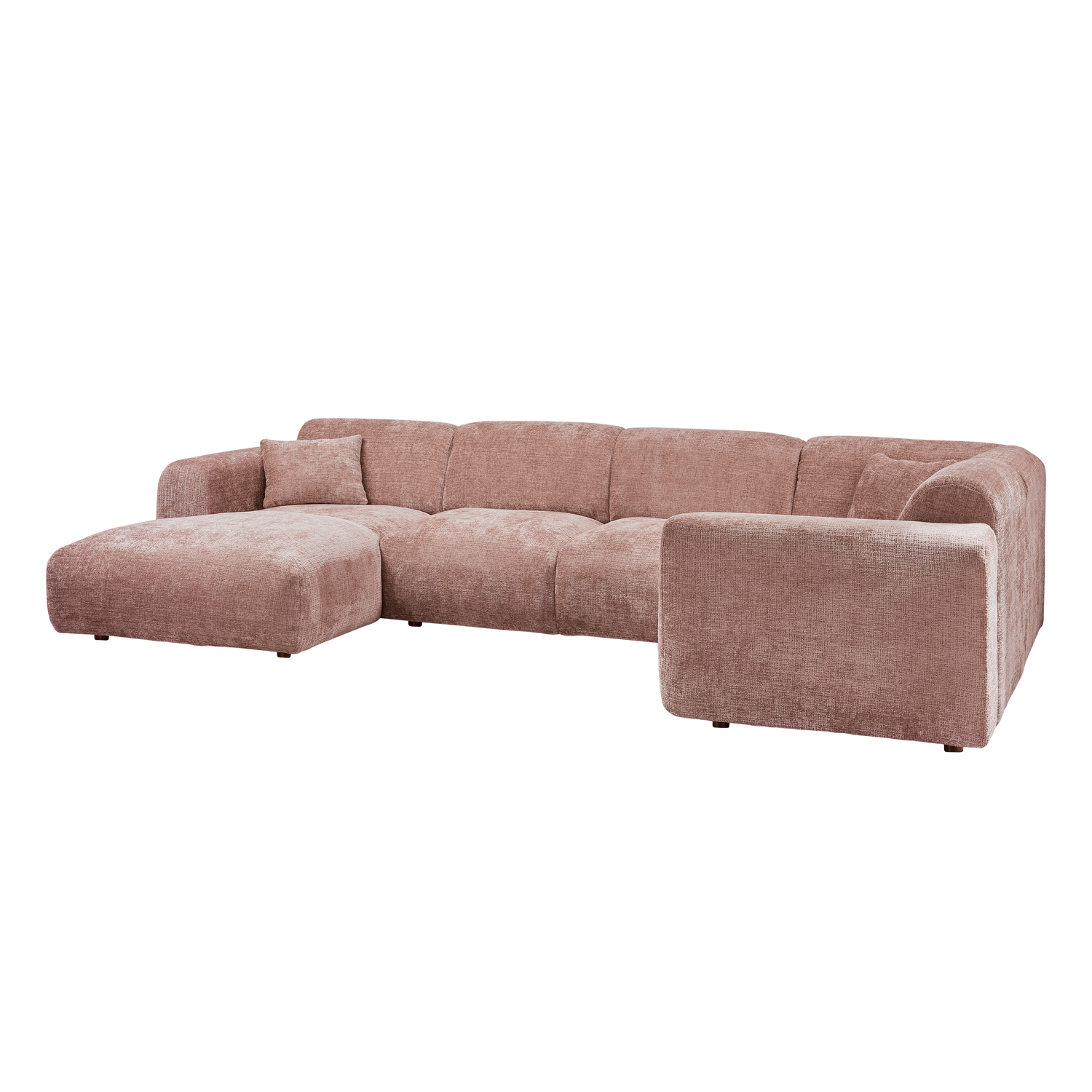 Woood | Hoekbank Cloud rechts chenille taupe/roze