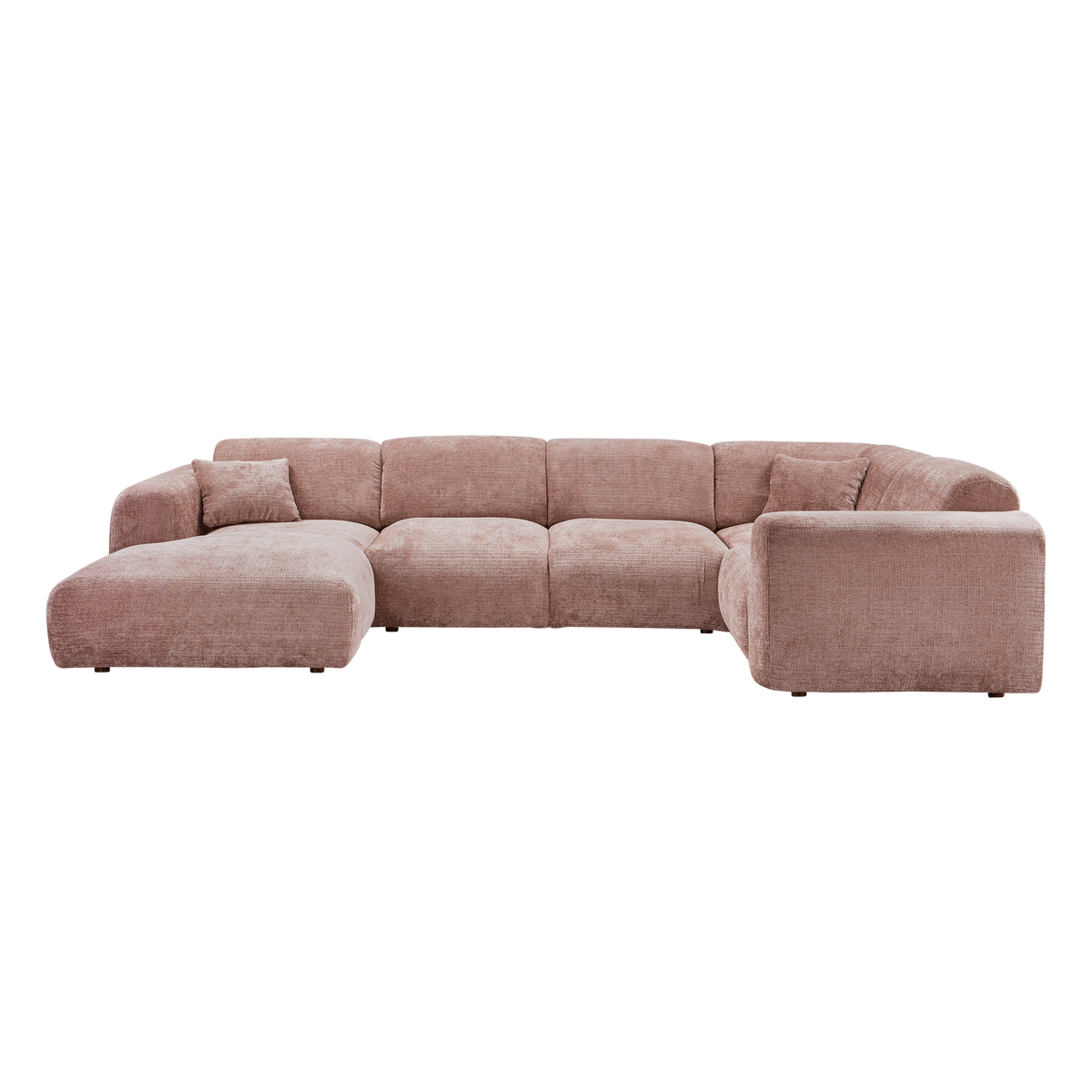 Woood | Hoekbank Cloud rechts chenille taupe/roze