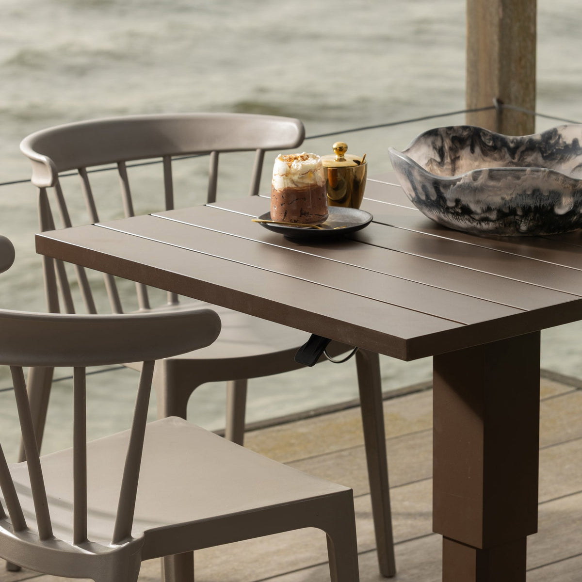 Woood | Tuinstoel Bliss met spijlen taupe (set van 2)