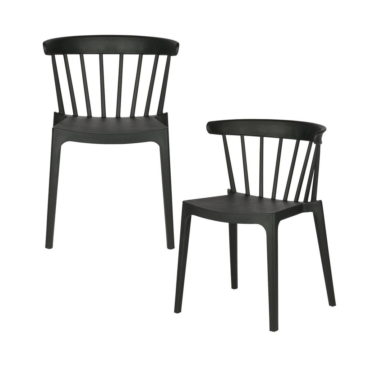Woood | Tuinstoel Bliss met spijlen zwart (set van 2)