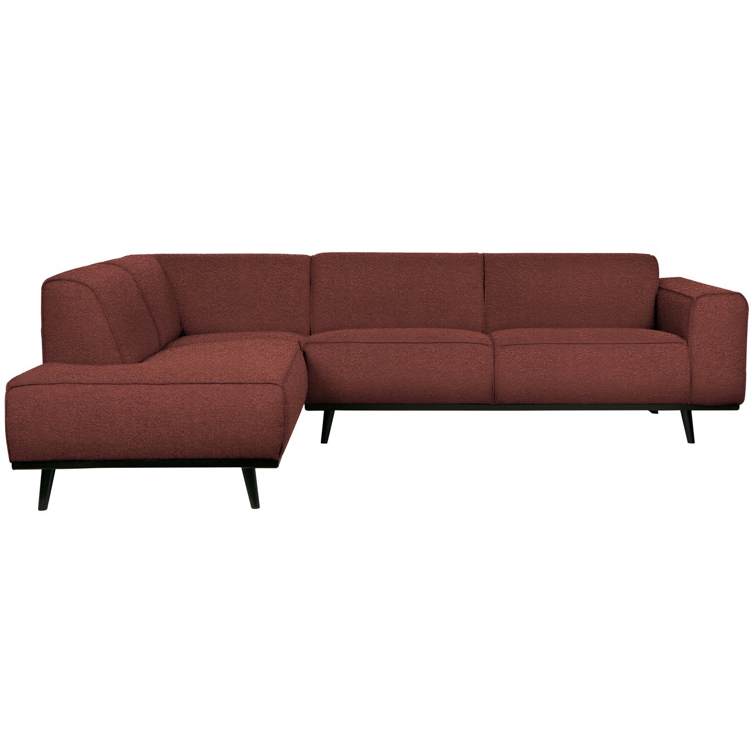 Woood | Hoekbank Statement links boucle kastanjebruin