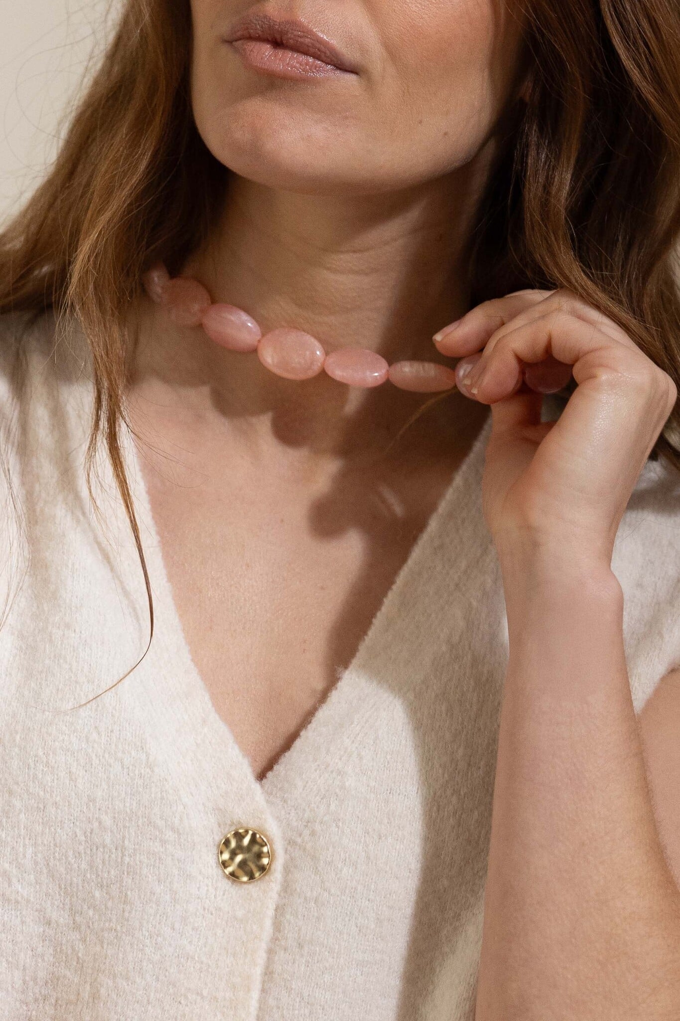 Zusss | Ketting van platte kralen roze
